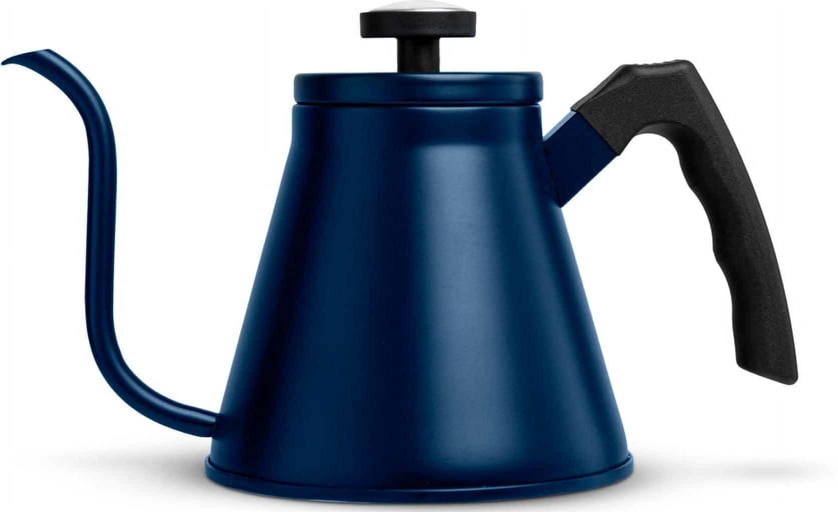 Navy Blue Stainless Steel Gooseneck Pour Over Kettle with Thermometer, 27 oz