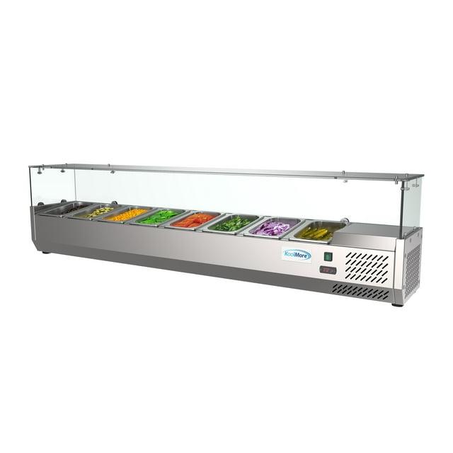 KoolMore 71 in. Eight Pan Refrigerated Countertop Condiment Prep Station