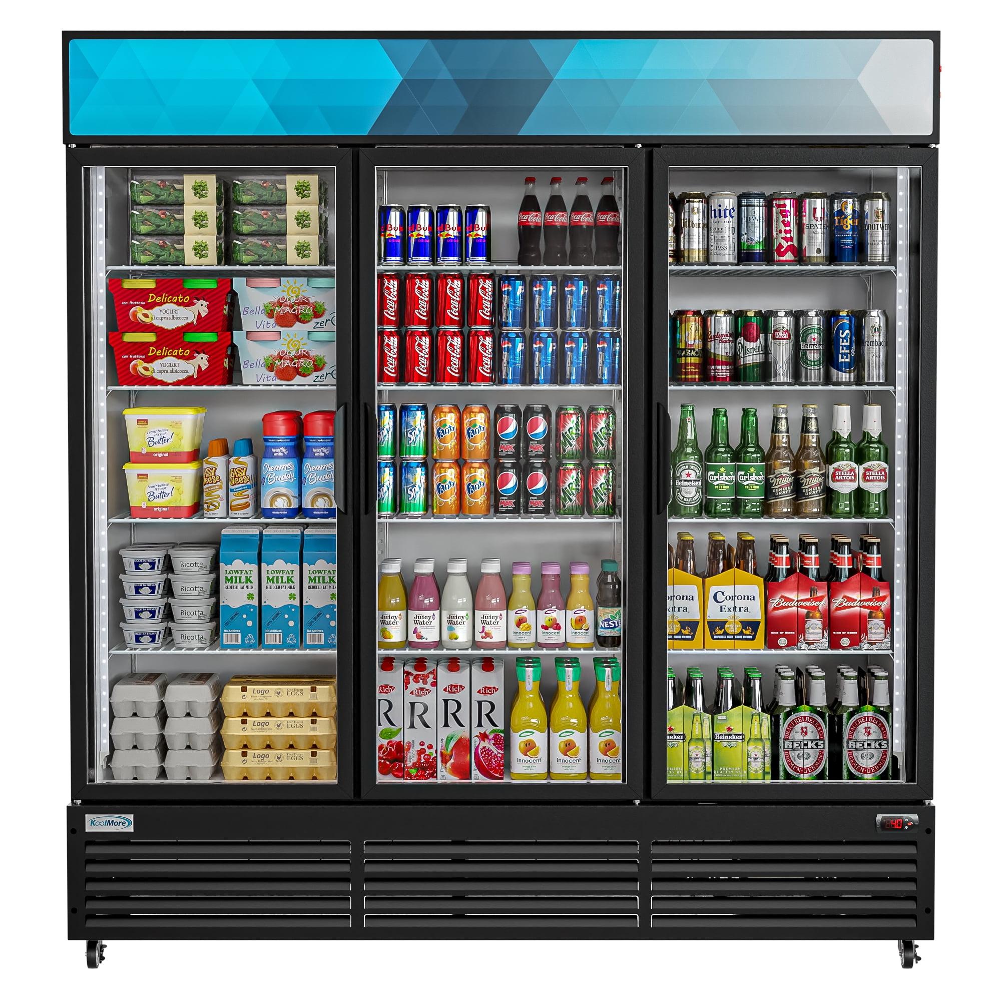 Black 71" Three-Door Glass Merchandiser Refrigerator