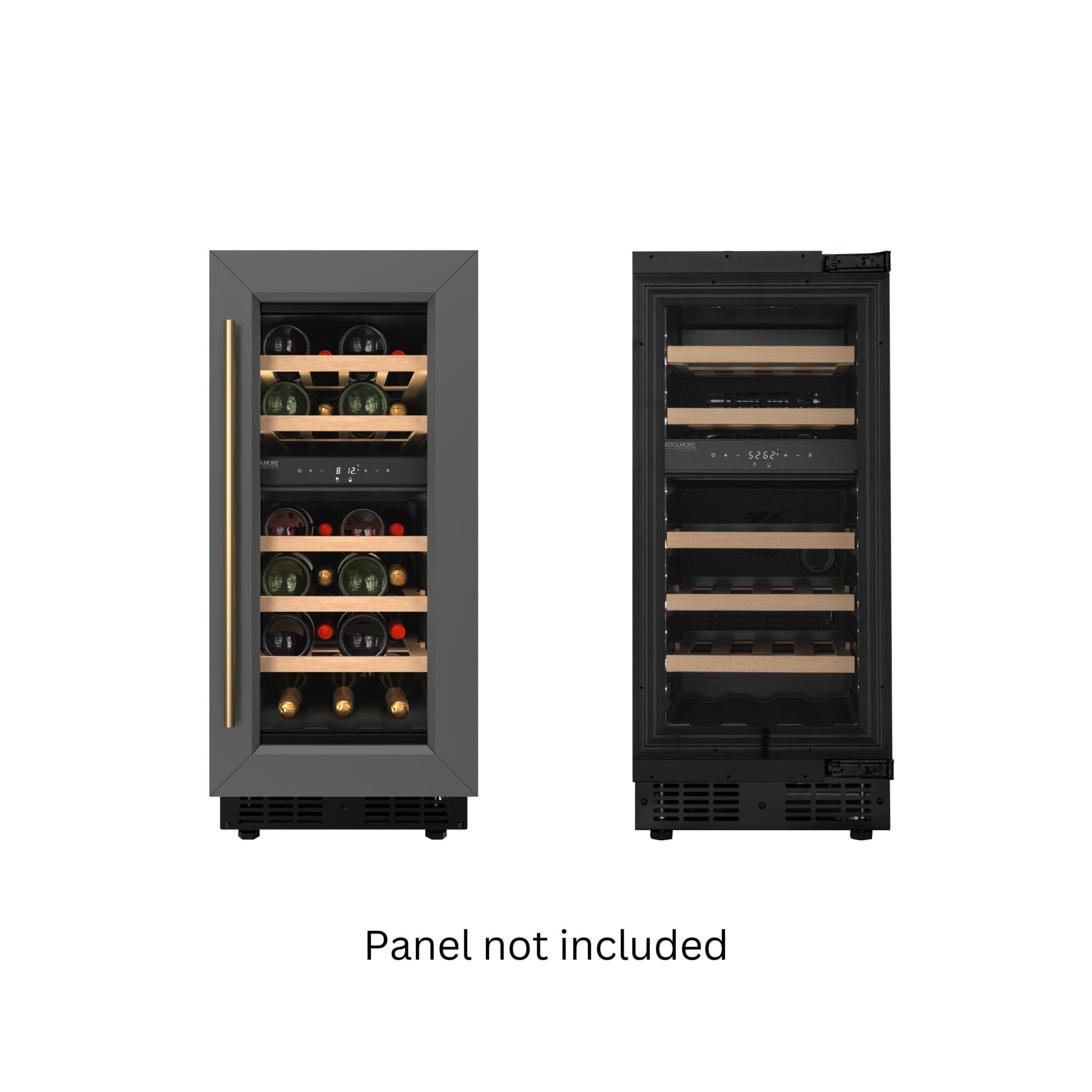 KoolMore KoolMore Reserve 15 in. Under-Counter Panel Ready Dual Zone 23 Bottle Wine Cooler Shelves