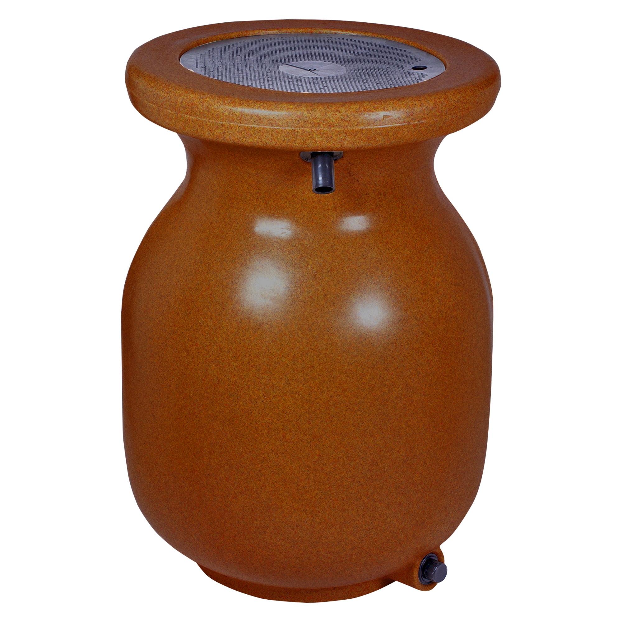 Terracotta Sandstone Look 50 Gallon Rain Barrel with Brass Tap