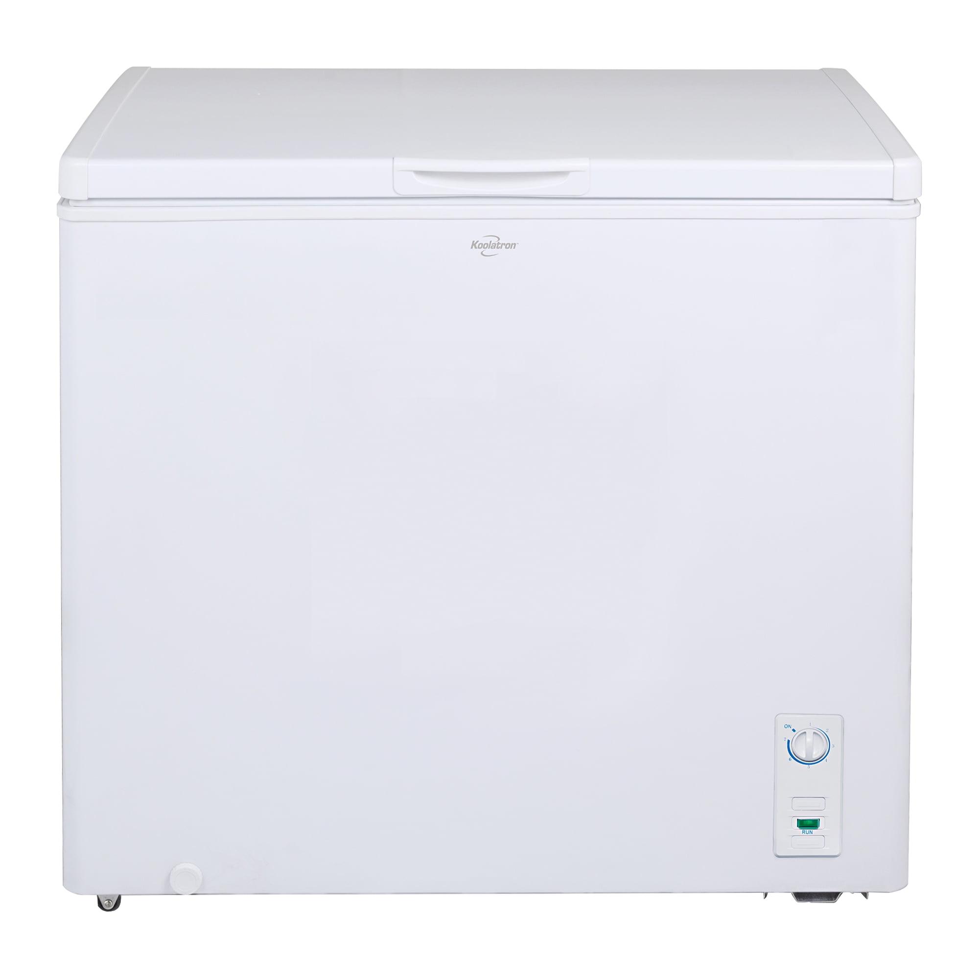 Koolatron Large Chest Freezer, 7.0 cu ft (195L),Manual Defrost Deep Freeze, Storage Basket, Space-Saving Flat Back, Stay-Open Lid, Front-Access Drain, White
