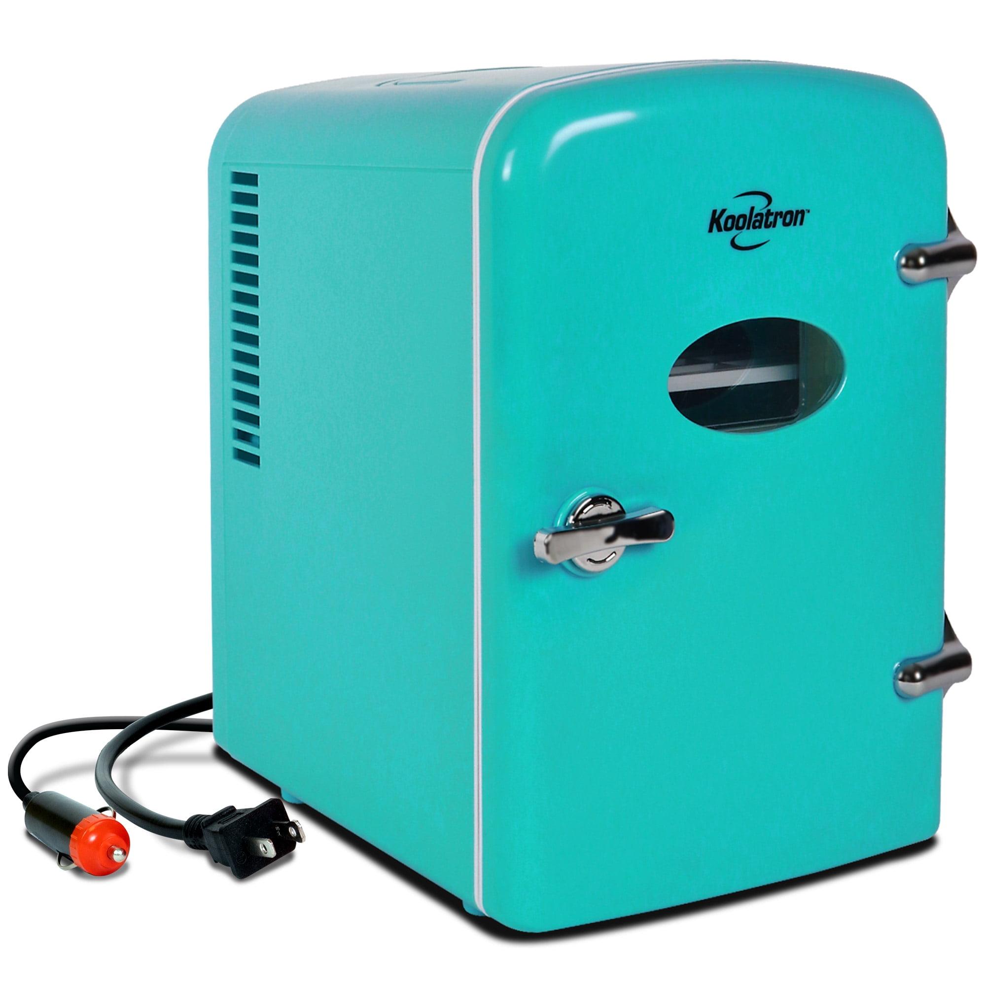 Koolatron Retro Portable Cooler 6 Can, 4 L, AC/DC Mini Fridge Cooler,  Aqua