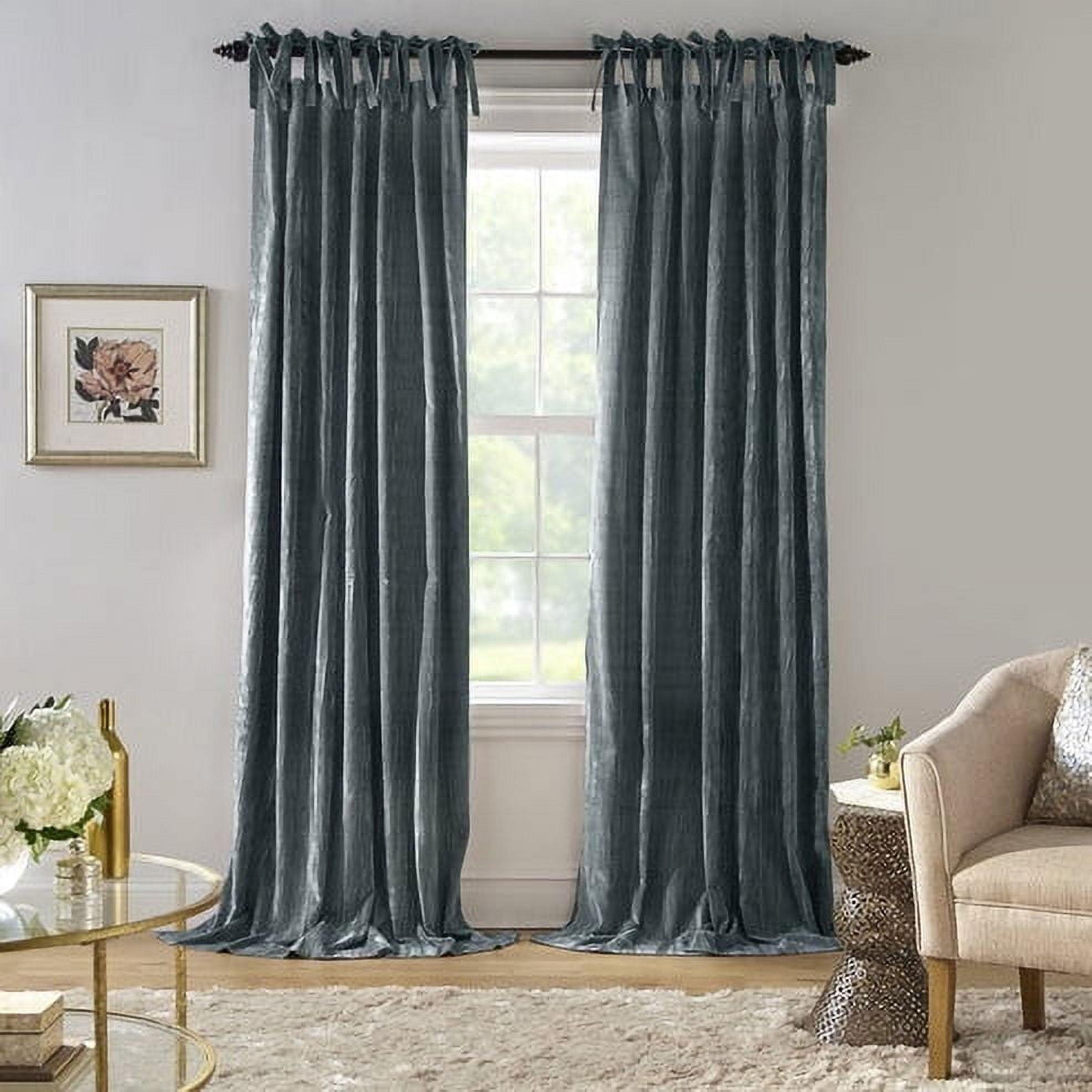 Elrene Korena Rustic Vogue Tie-Top Crushed Velvet Single Window Curtain Panel - Elrene Home Fashions