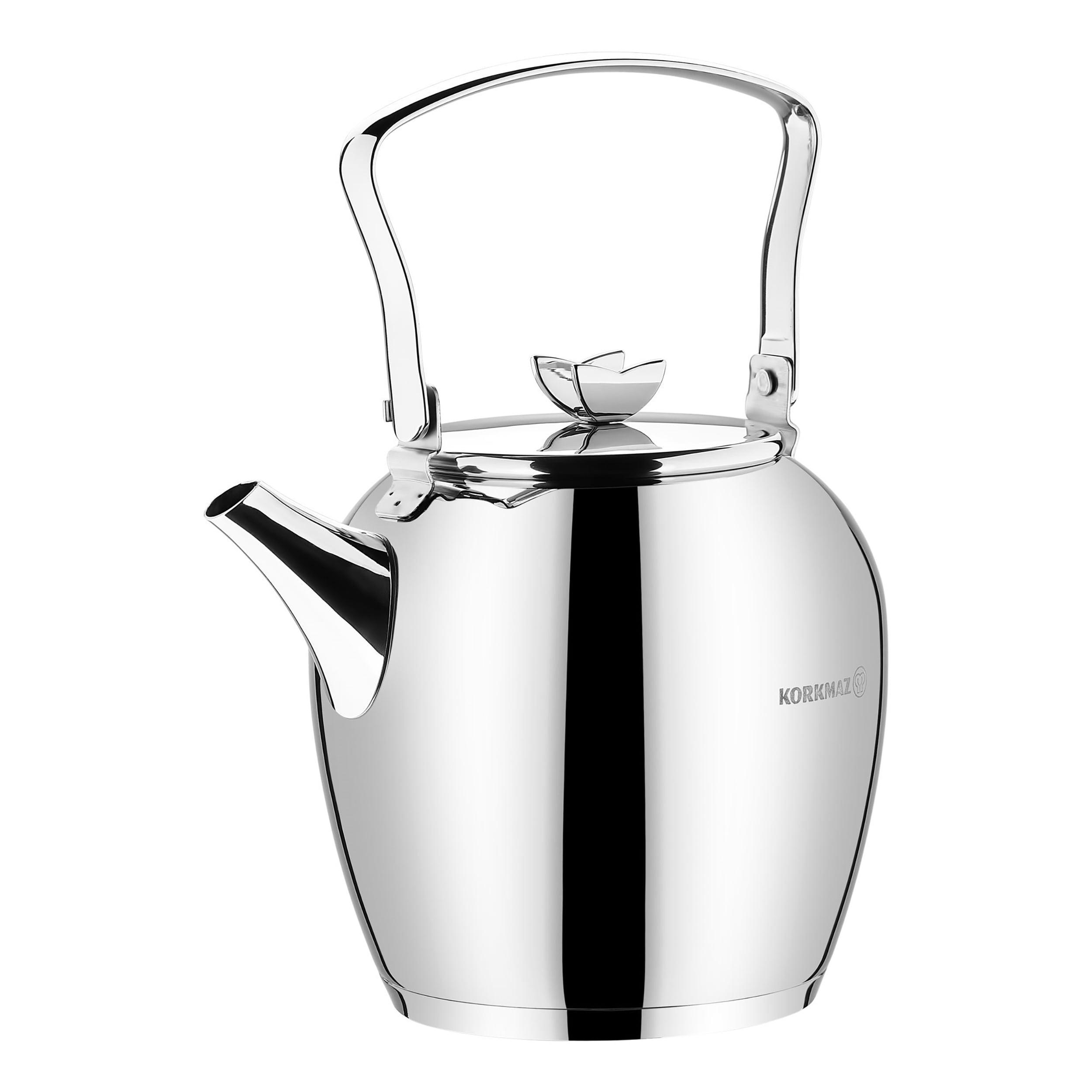 Korkmaz 2.3L Silver Stainless Steel Kettle with Butterfly Handle