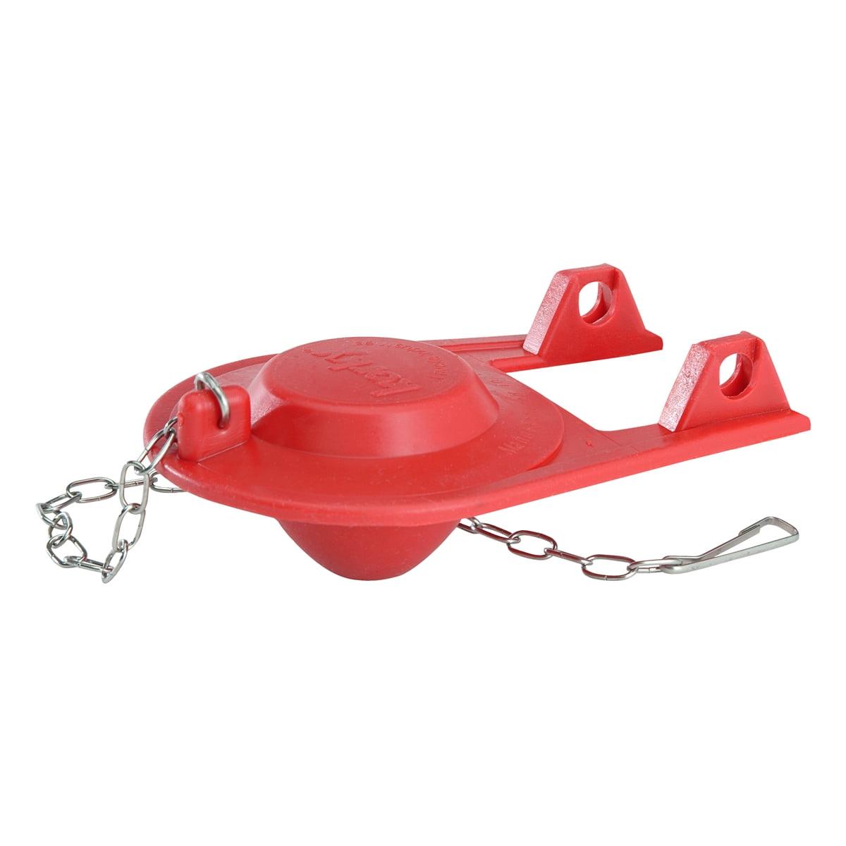 Red 2" Universal Rubber Toilet Flapper with Stainless Steel Chain