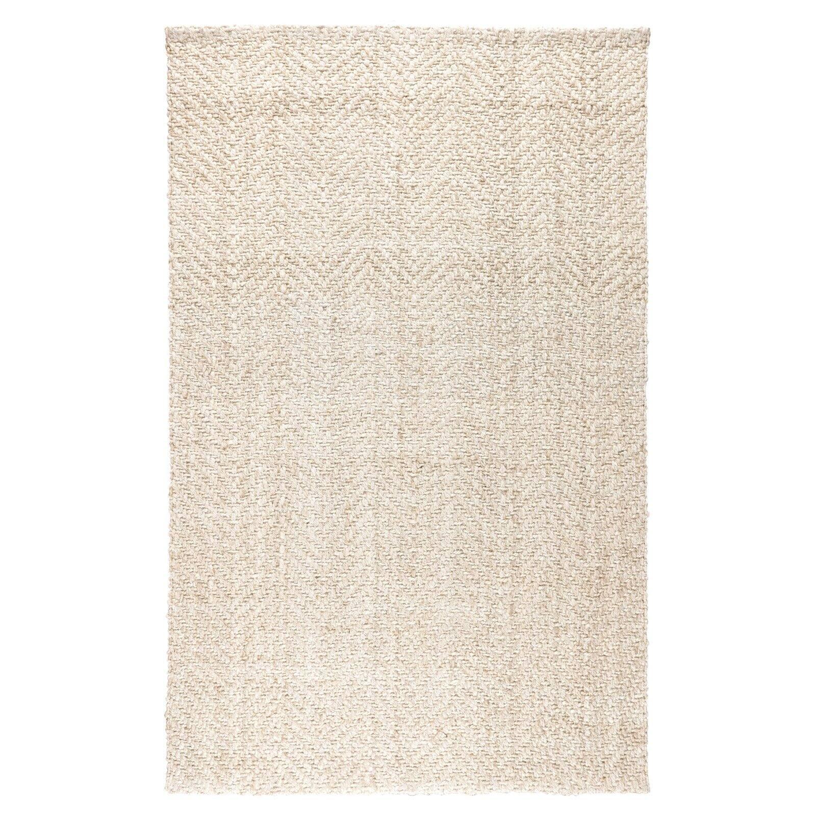 Ivory Herringbone Handwoven Wool 9' x 12' Area Rug