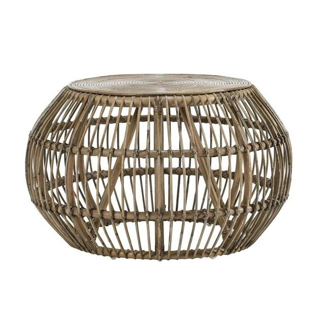 Curry Rattan Drum Coffee Table