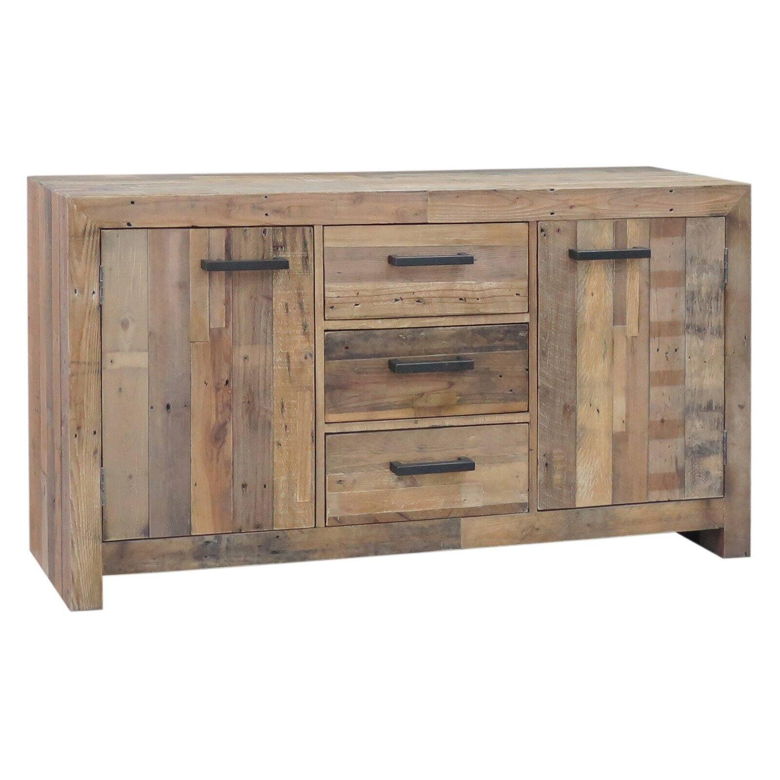 Norman Reclaimed Pine 3-Drawer Sideboard in Distressed Finish