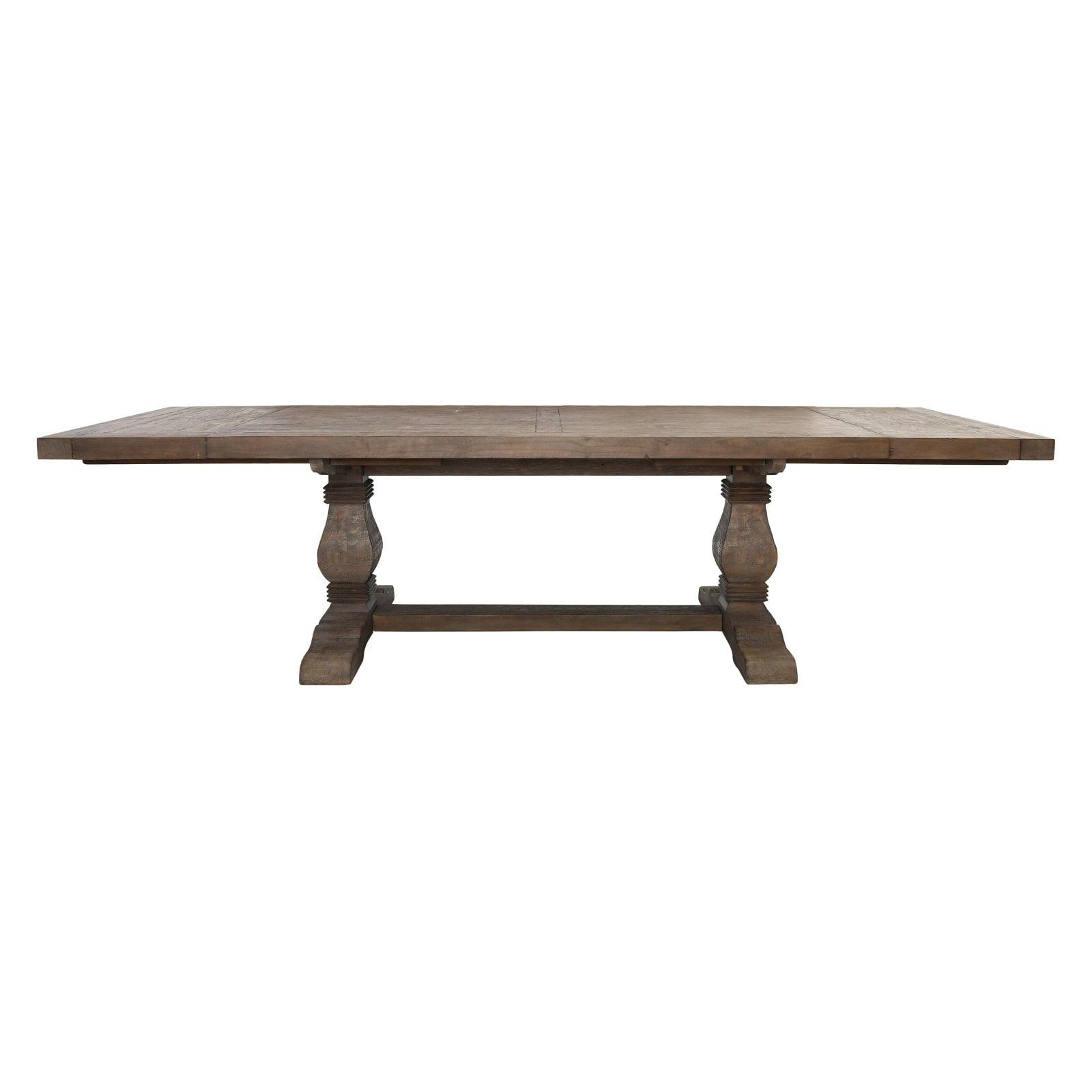 Weathered Brown Reclaimed Pine Extendable Dining Table for Ten