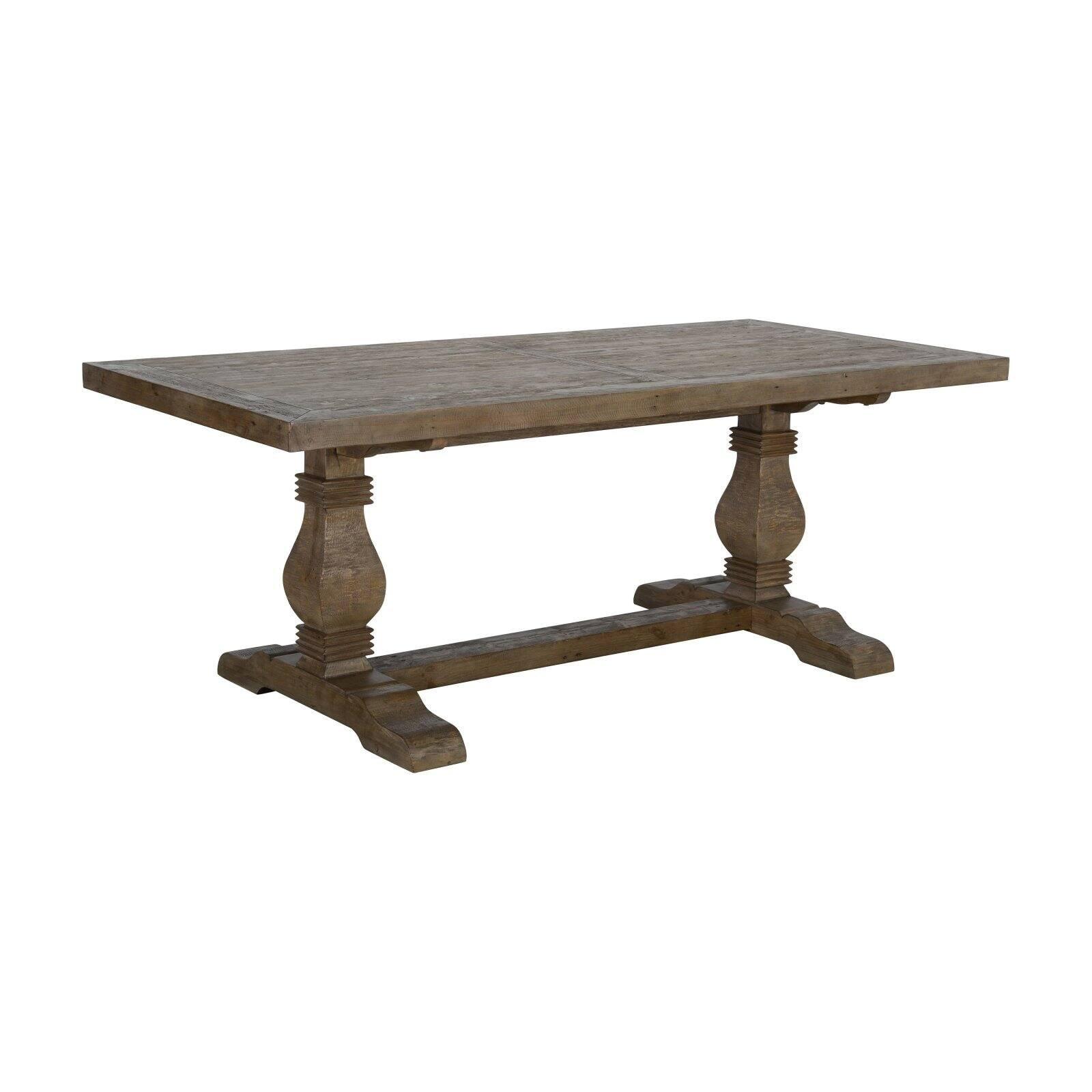 Quincy Rustic Reclaimed Pine 78" Dining Table in Weathered Brown