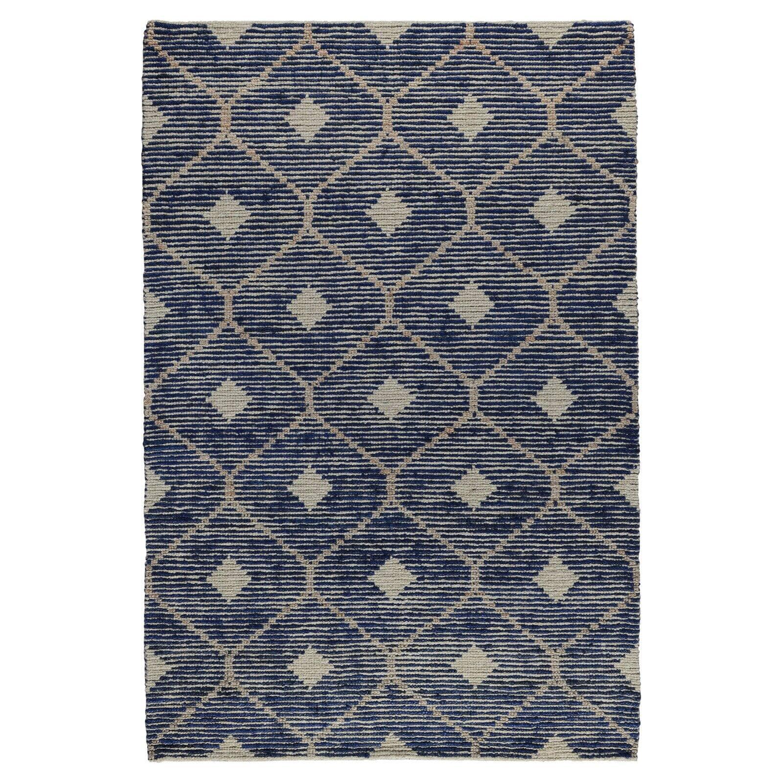 Indigo Geometric Wool 8' x 10' Handmade Rug