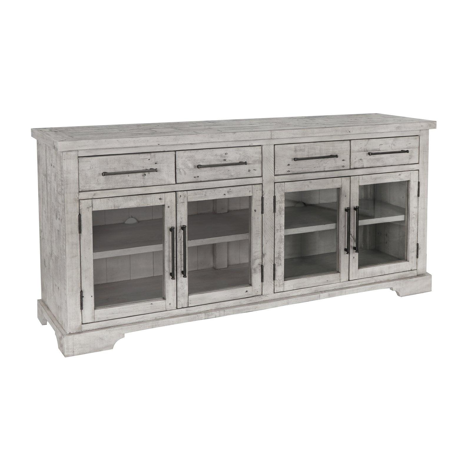 Sierra Grey Reclaimed Pine 74'' Dining Sideboard with Glass Doors