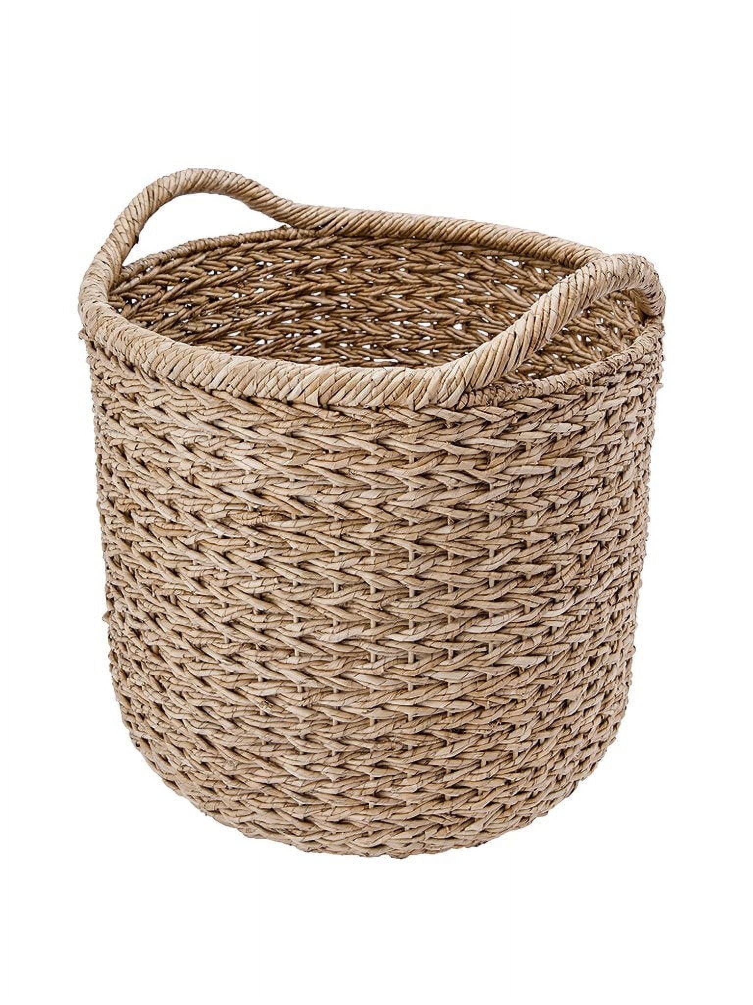 Large Round Seagrass Storage Basket with Handles