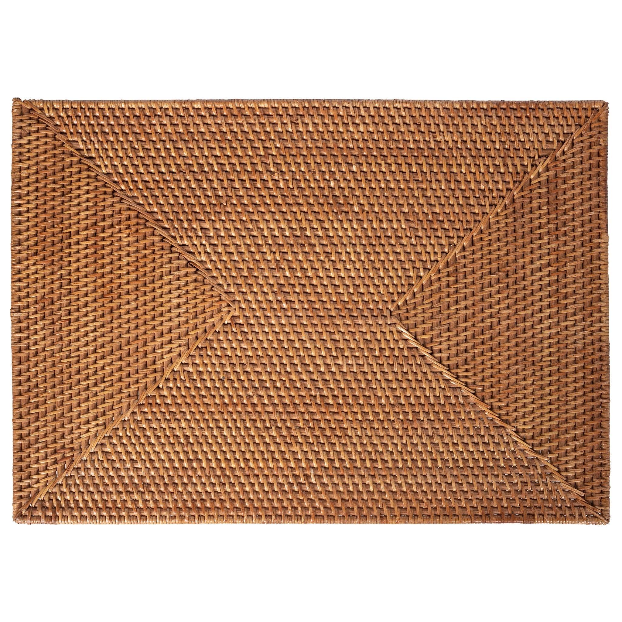 Kouboo Loma Rectangular Rattan Placemat, Set of 2 Pieces, Dinner Plates, Home, Wedding, Table Mats, Heat Resistant, Honey Brown