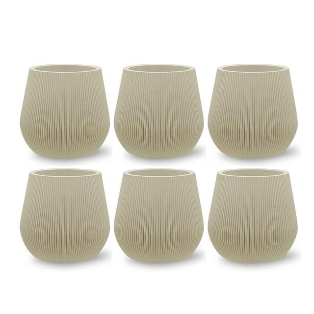 Koyal Wholesale 4" Desert Tan Ribbed Short Vases for Flowers, Fluted Flower Vase, Small Boho Vase, Mid Century Modern