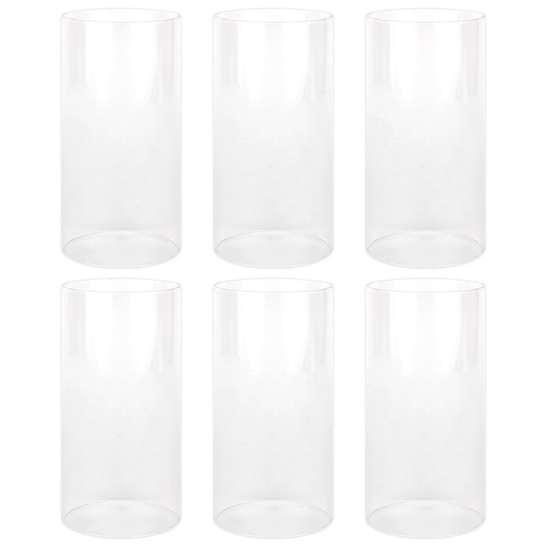 Set of 6 Clear Glass Hurricane Candle Holders