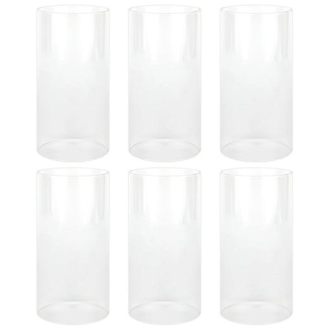 Koyal Wholesale 4" x 8" Glass Hurricane Candle Holder Shades - Chimney Glass Tube Covers for Taper & Pillar Candles, 6pk