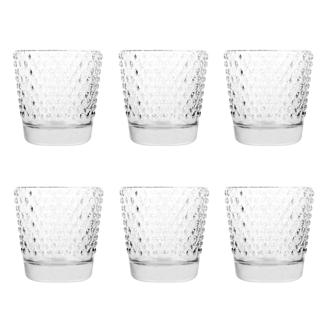 Clear Hobnail Glass Votive Candle Holders, Set of 6