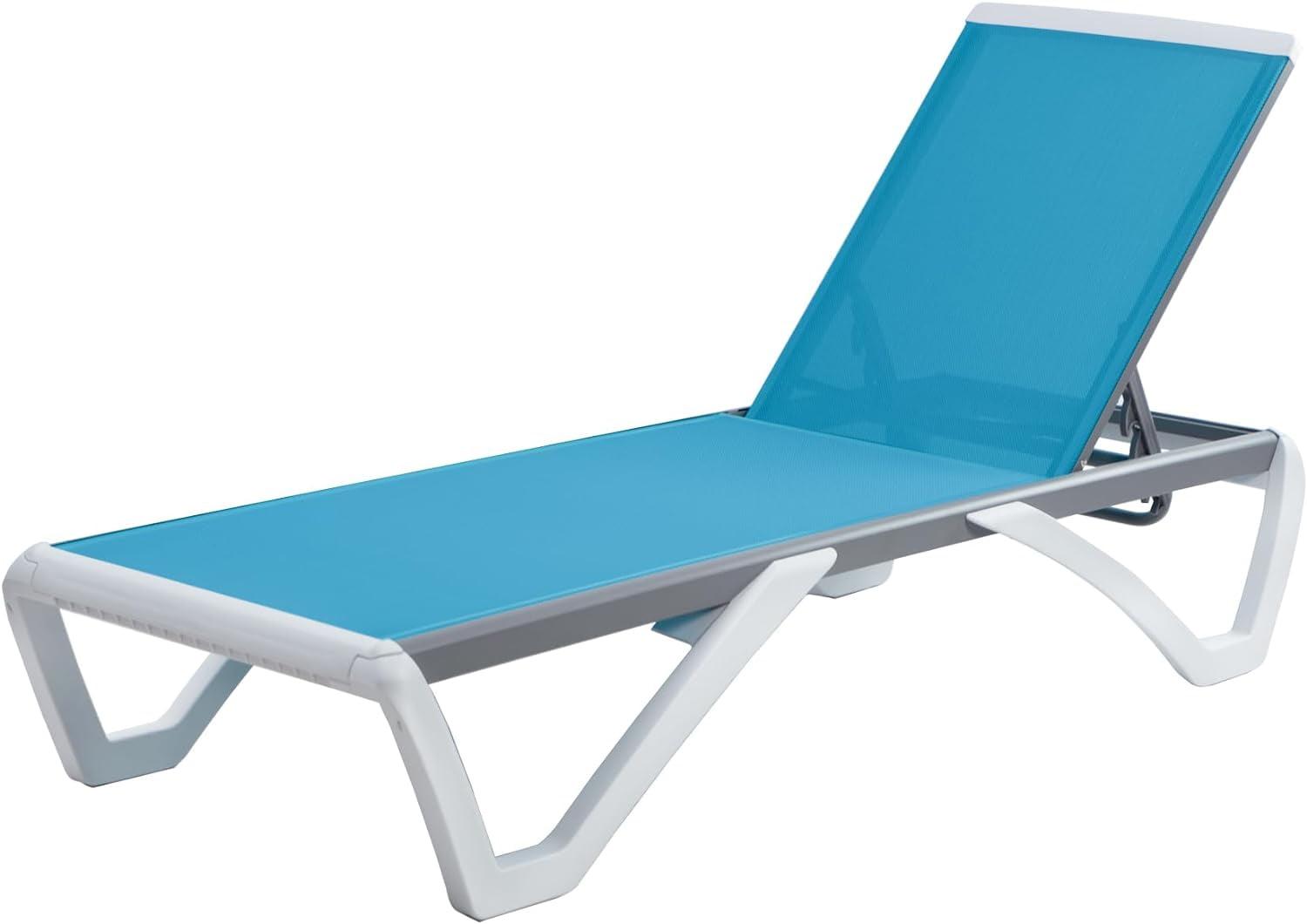 Yaiza Patio Chaise Lounge Chair - Full Flat Alumium & Resin Leg Outdoor Reclining Adjustable Chair