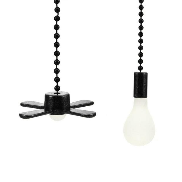 Shiogb Clearance Ceiling Fan Zipper Decorative Black-12 inch Ceiling Fan Pull Chain with Decorative Bulb And Cord Ceiling Fan Extension Chain Fan Pull Chain Kit For Ceiling Lamp-Black Promotion Sale