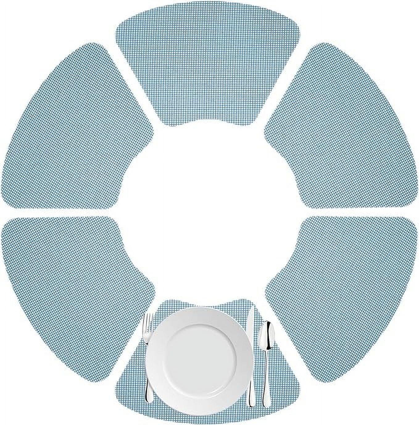 Kraftware Fishnet Wedge Placemats to Add Color to Any Round Outdoor Table (Set of 6) Niagara Blue