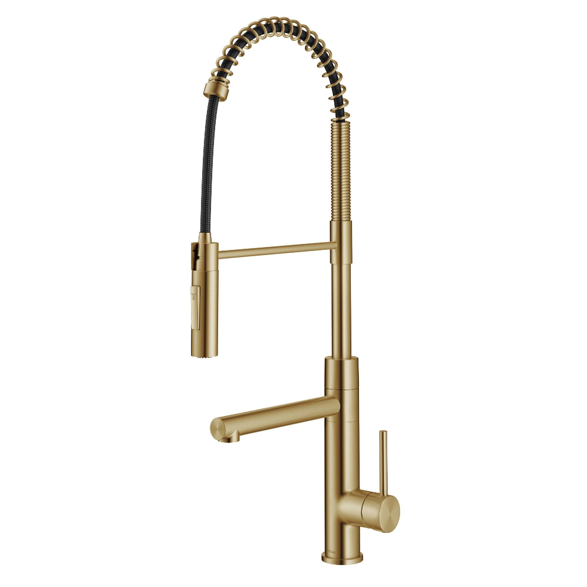 Brushed Brass Commercial Style Pull-Down Kitchen Faucet with Pot Filler