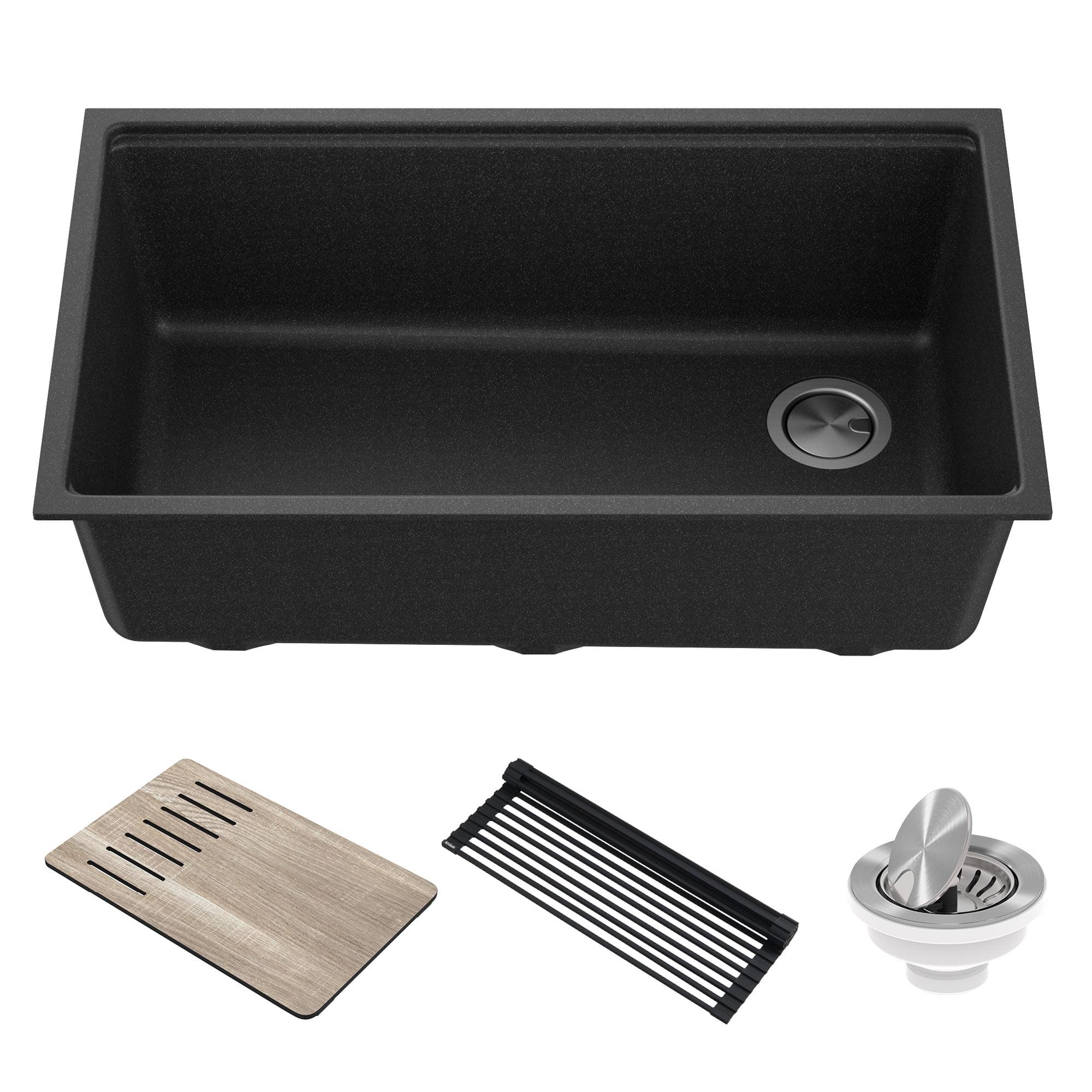 Kraus Bellucci 32 in. Undermount Quartz Composite Single Bowl Kitchen Sink with Accessories