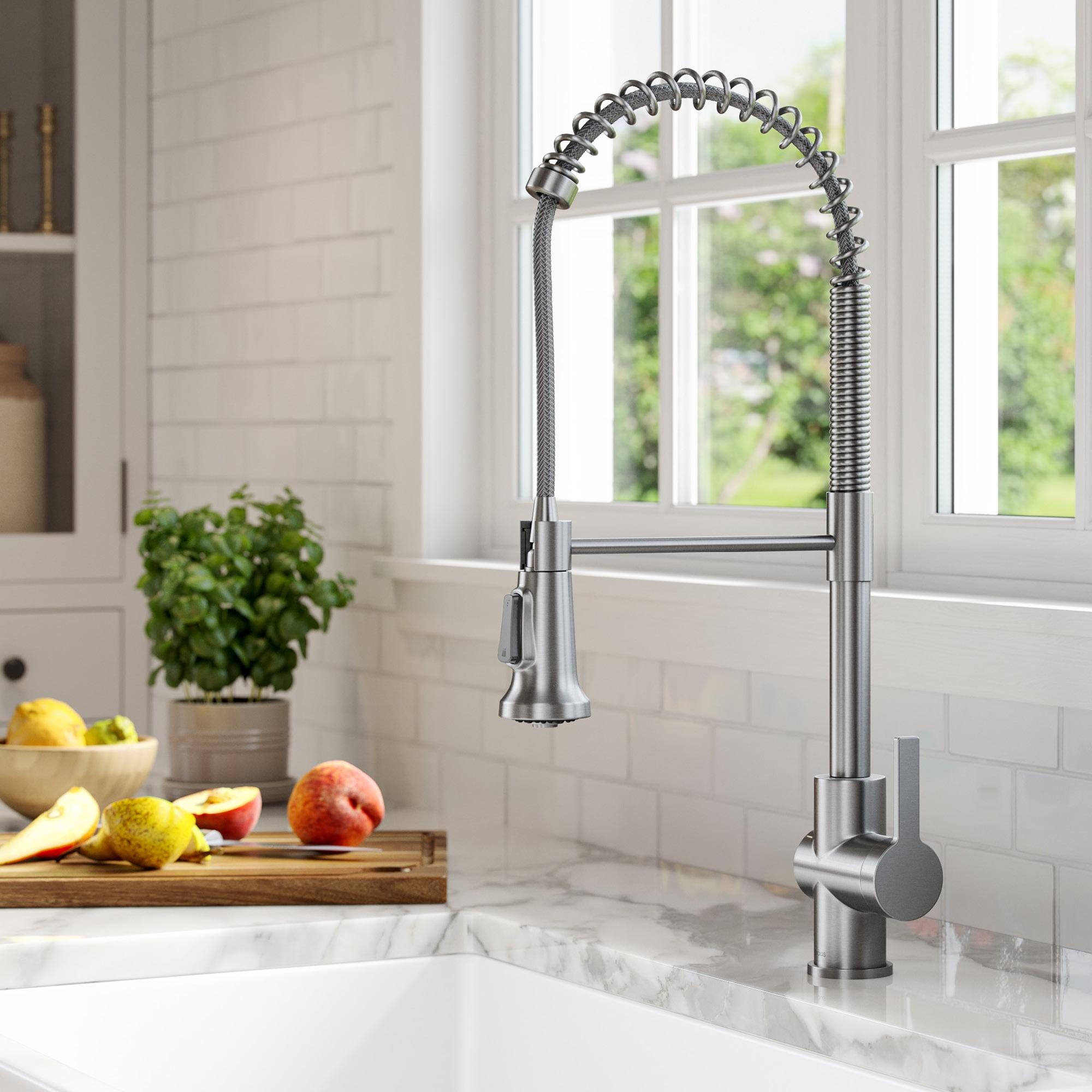 KRAUS Britt Commercial Style Single Handle Pull Down Kitchen Faucet