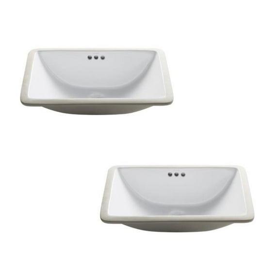 Elavo White Ceramic Rectangular Undermount Bathroom Sink with Overflow