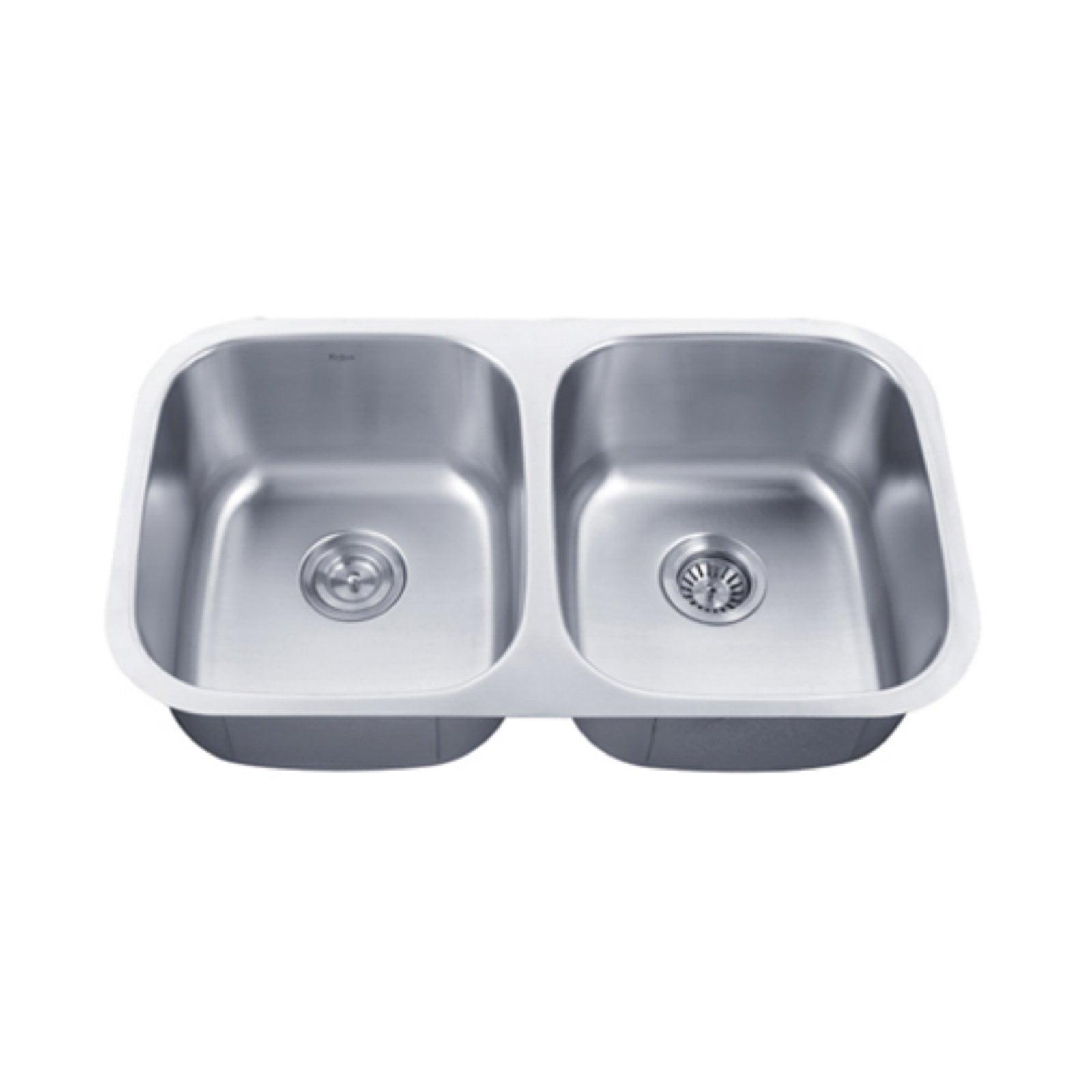 Kraus 32-inch Satin Stainless Steel Double Bowl Undermount Kitchen Sink