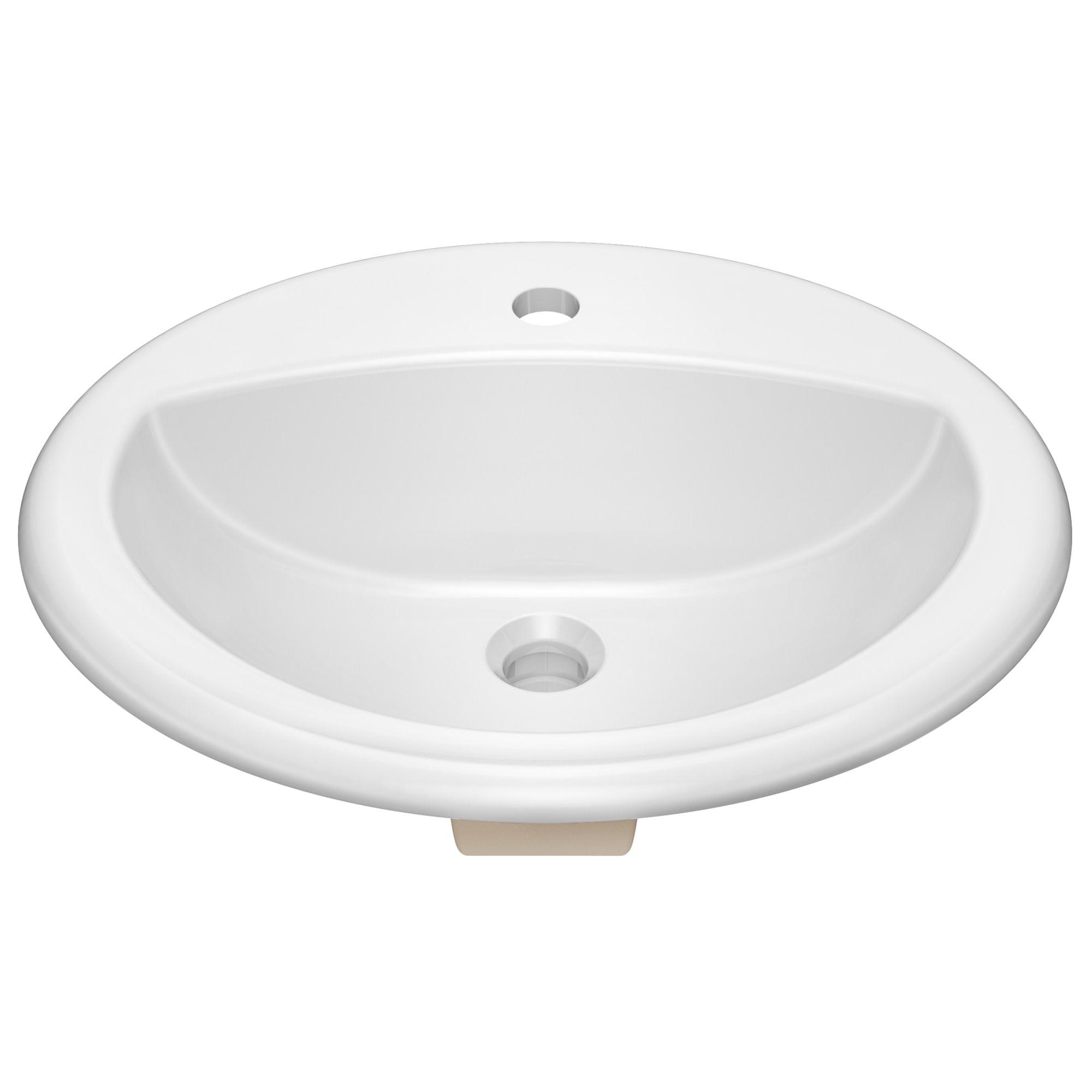 KRAUS Elavo. Oval Porcelain Ceramic Self-Rimming Drop In Bathroom Sink In White With Overflow Drain, KCT-100