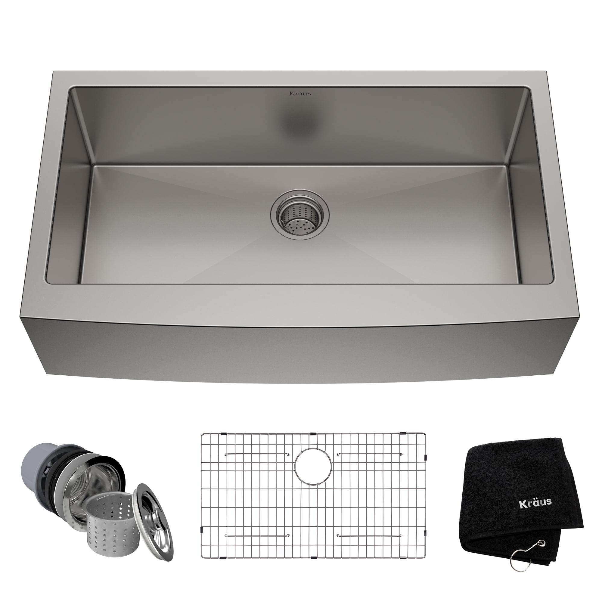 KRAUS Standart Pro Apron Front Farmhouse 16 Gauge Single Bowl Stainless Steel Kitchen Sink