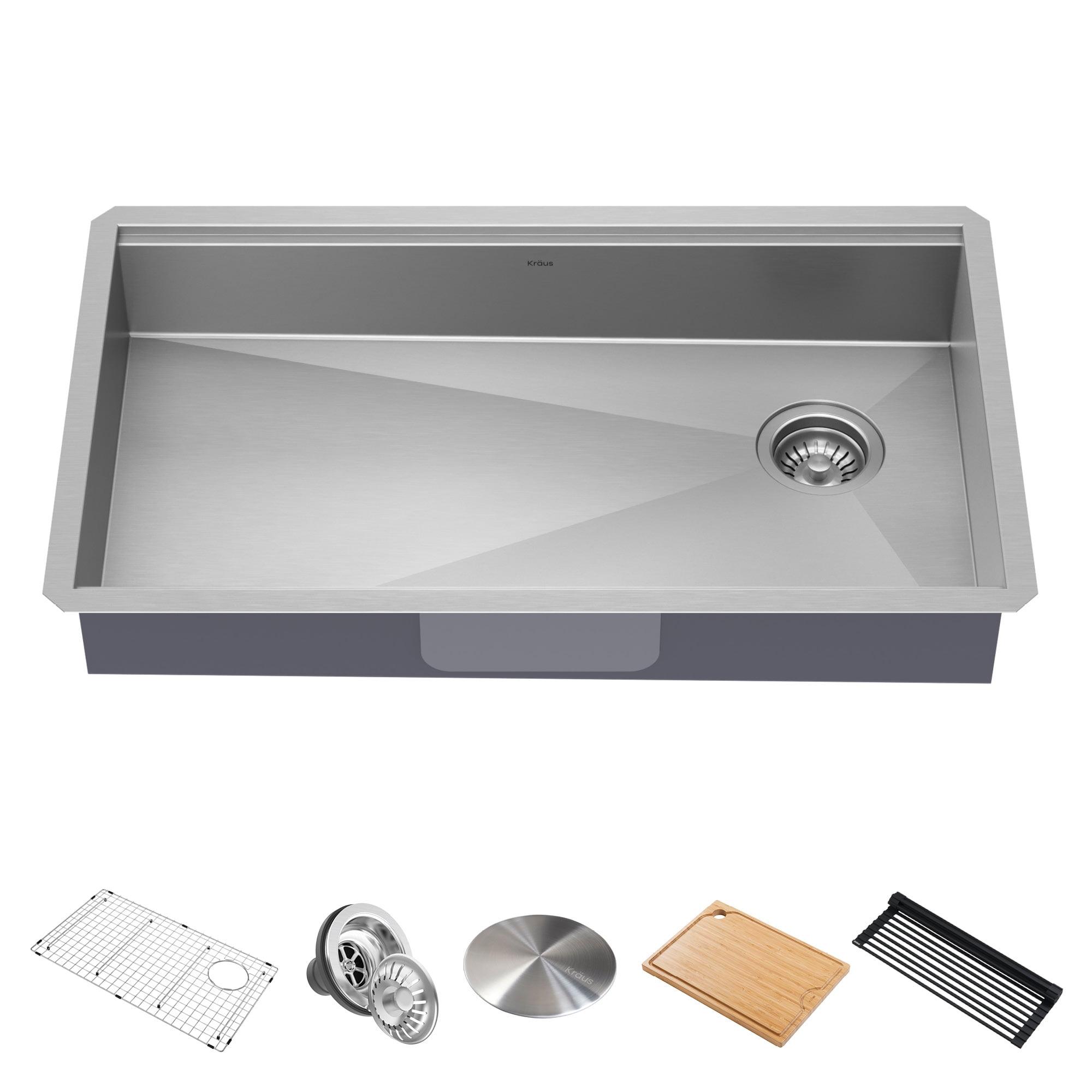 Kore™ ADA Workstation 32" L Undermount 16 Gauge Stainless Steel Single Bowl Kitchen Sink with Accessories