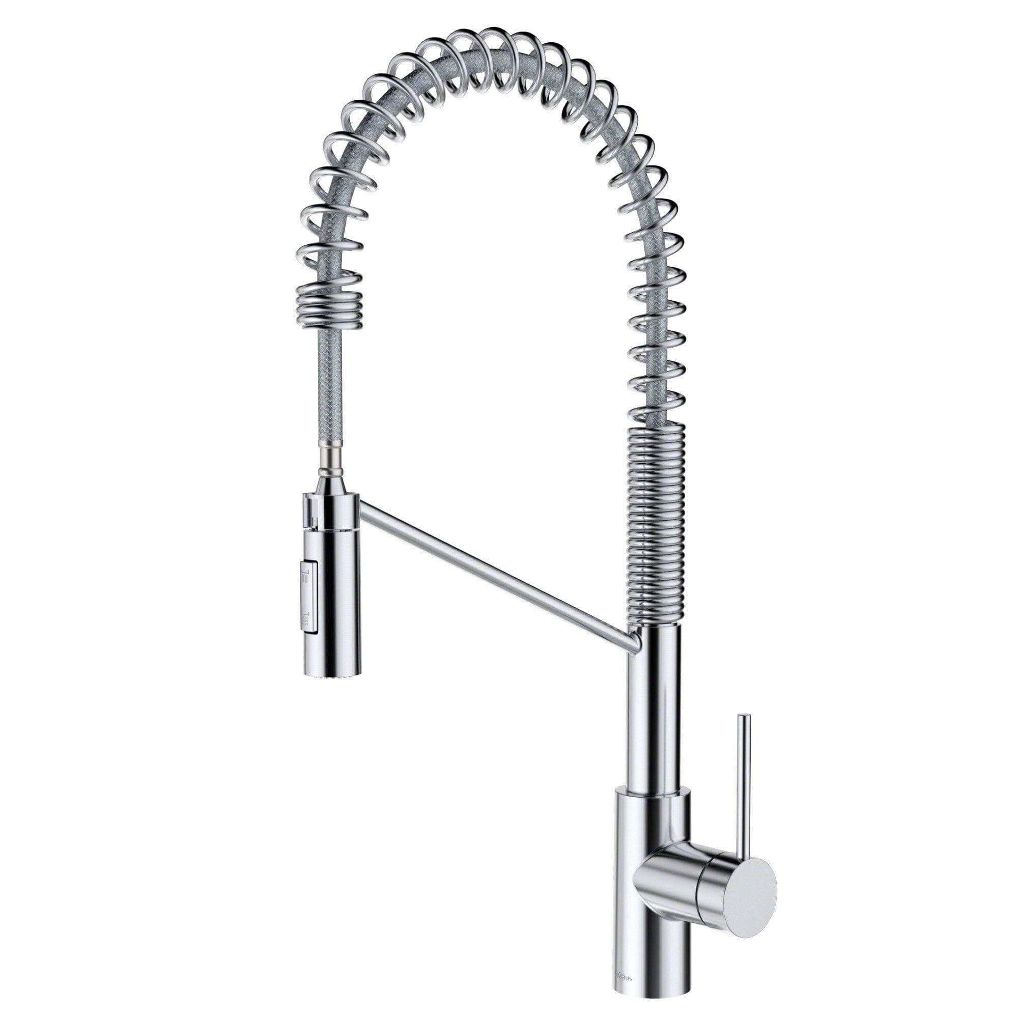 KRAUS Oletto Commercial Style Single Handle Pull Down Kitchen Faucet with QuickDock Top Mount Installation Assembly