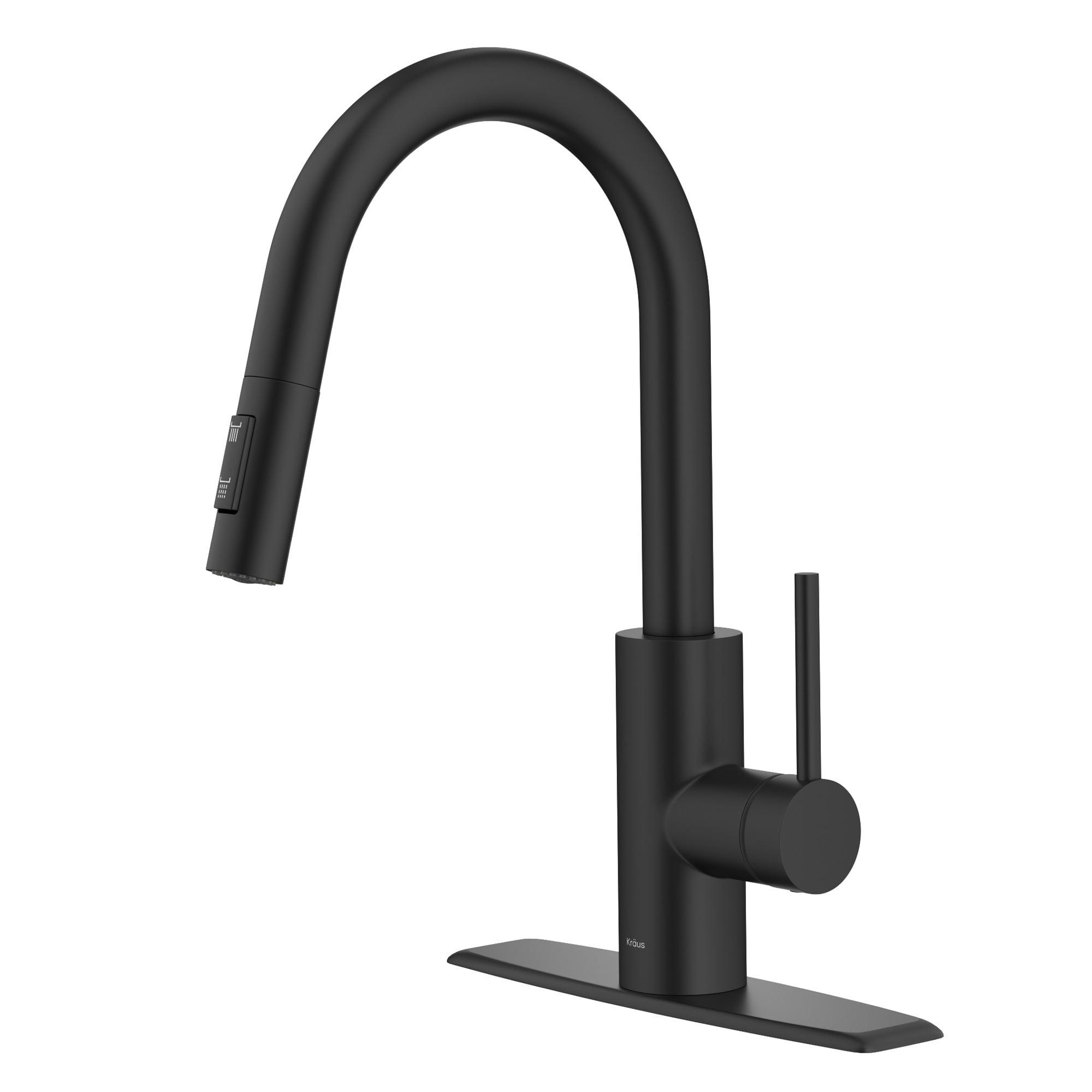 KRAUS Oletto Single Handle Pull Down Kitchen Faucet with QuickDock Top Mount Installation Assembly