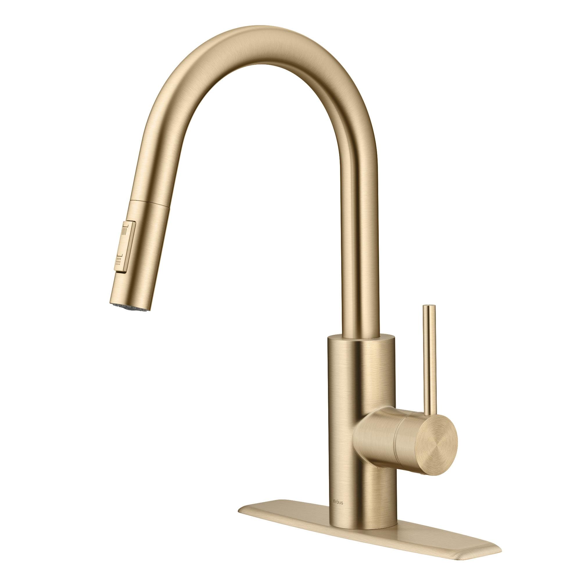 KRAUS Oletto Single Handle Pull Down Kitchen Faucet with QuickDock Top Mount Installation Assembly