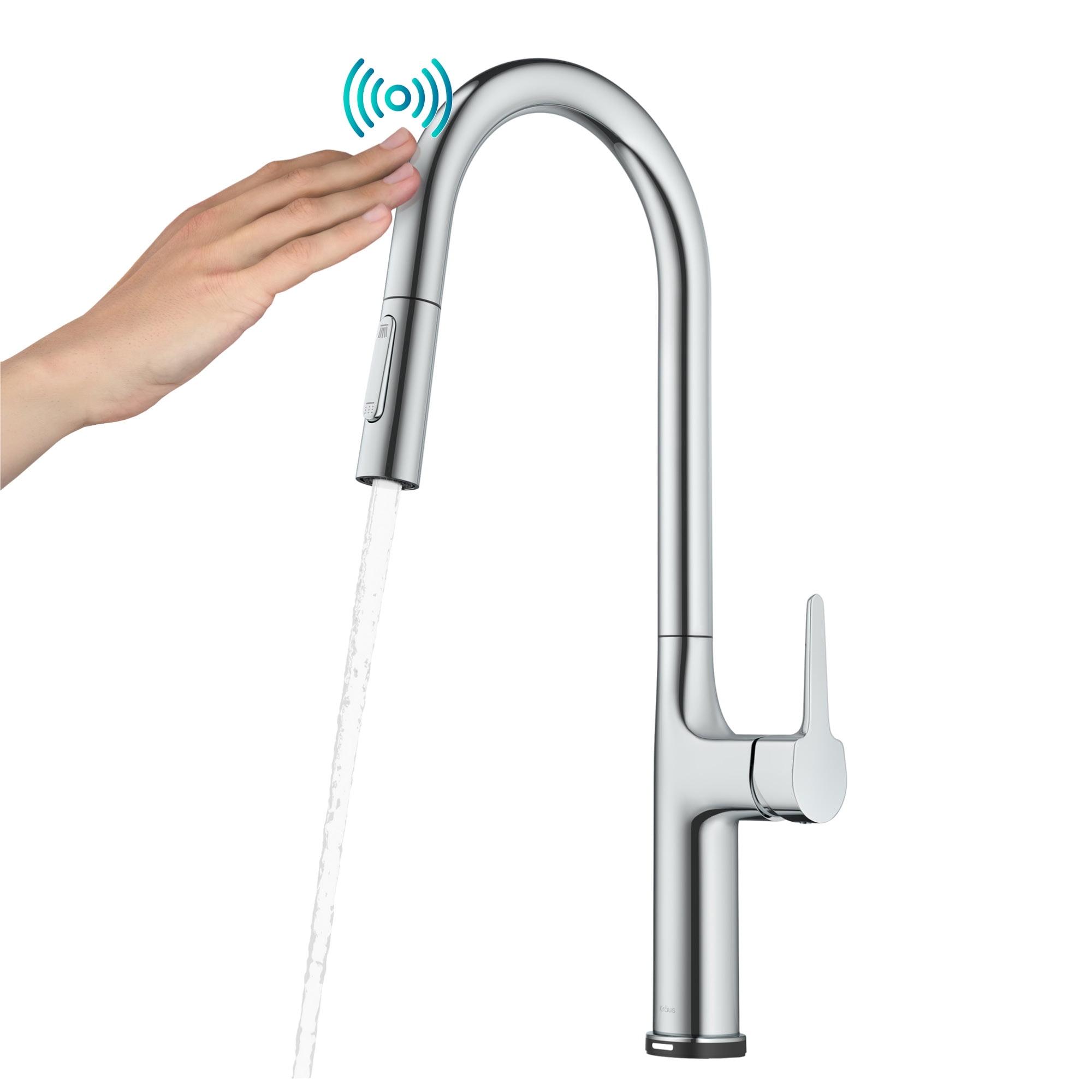 Oletto Sleek Chrome High-Arc Touch-Control Kitchen Faucet with Pull-Down Sprayer