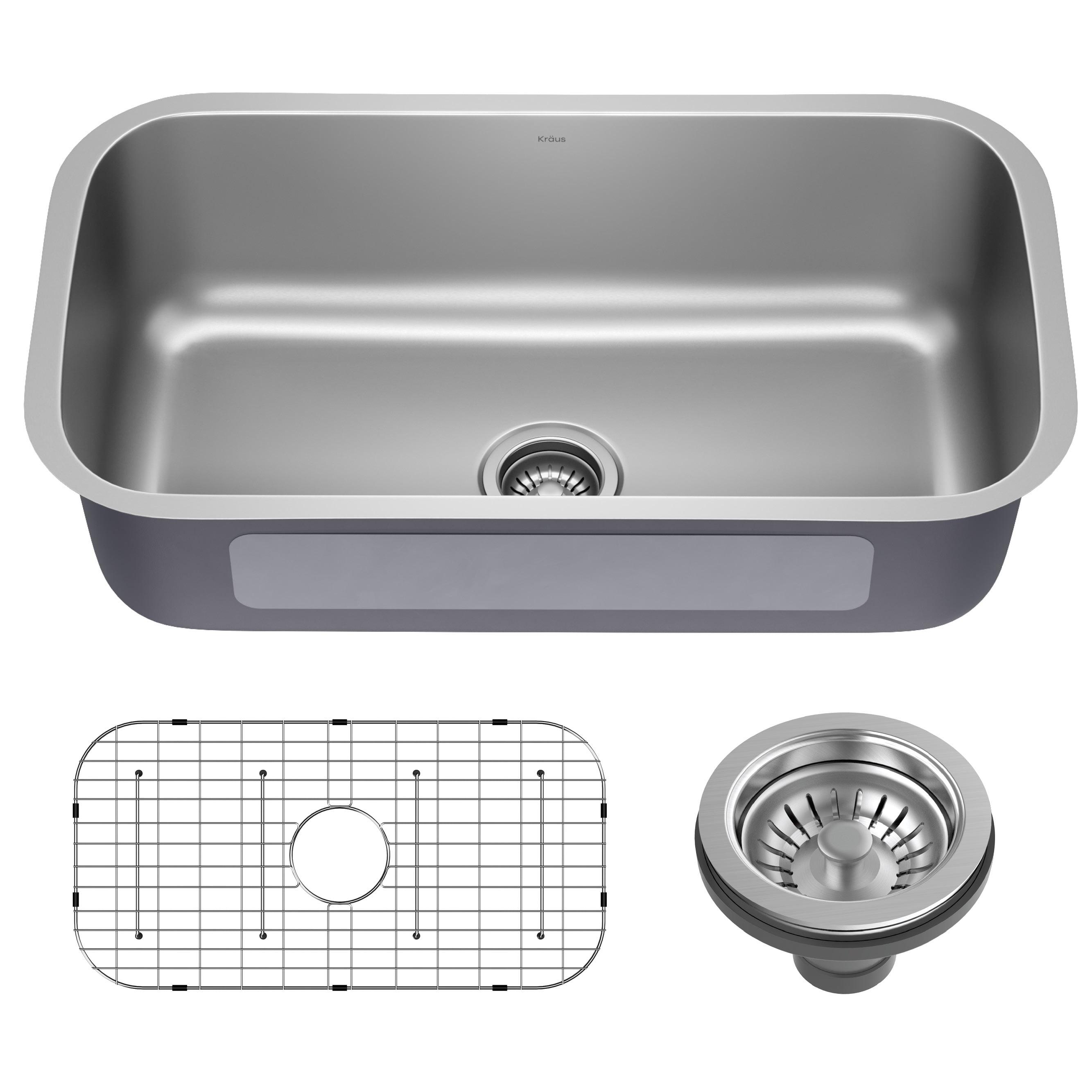 KRAUS Premier 16 Gauge Undermount Single Bowl Stainless Steel Kitchen Sink