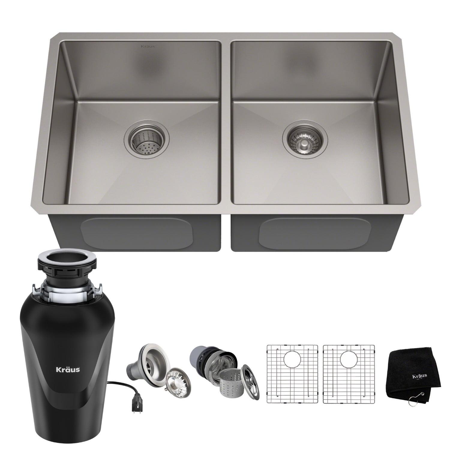 33" L x 19" W Double Basin Farmhouse Kitchen Sink with Accessories