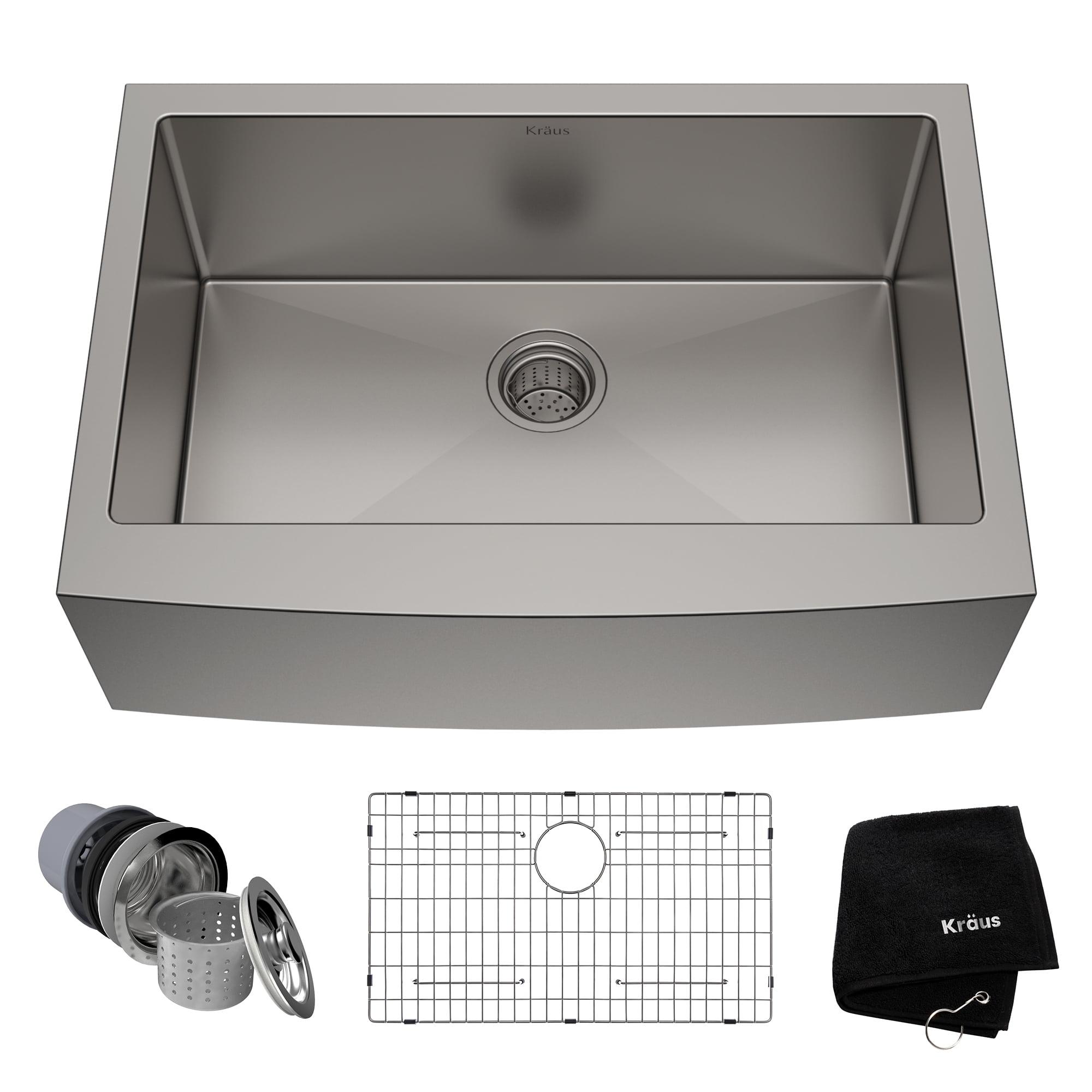 KRAUS Standart Pro Apron Front Farmhouse 16 Gauge Single Bowl Stainless Steel Kitchen Sink