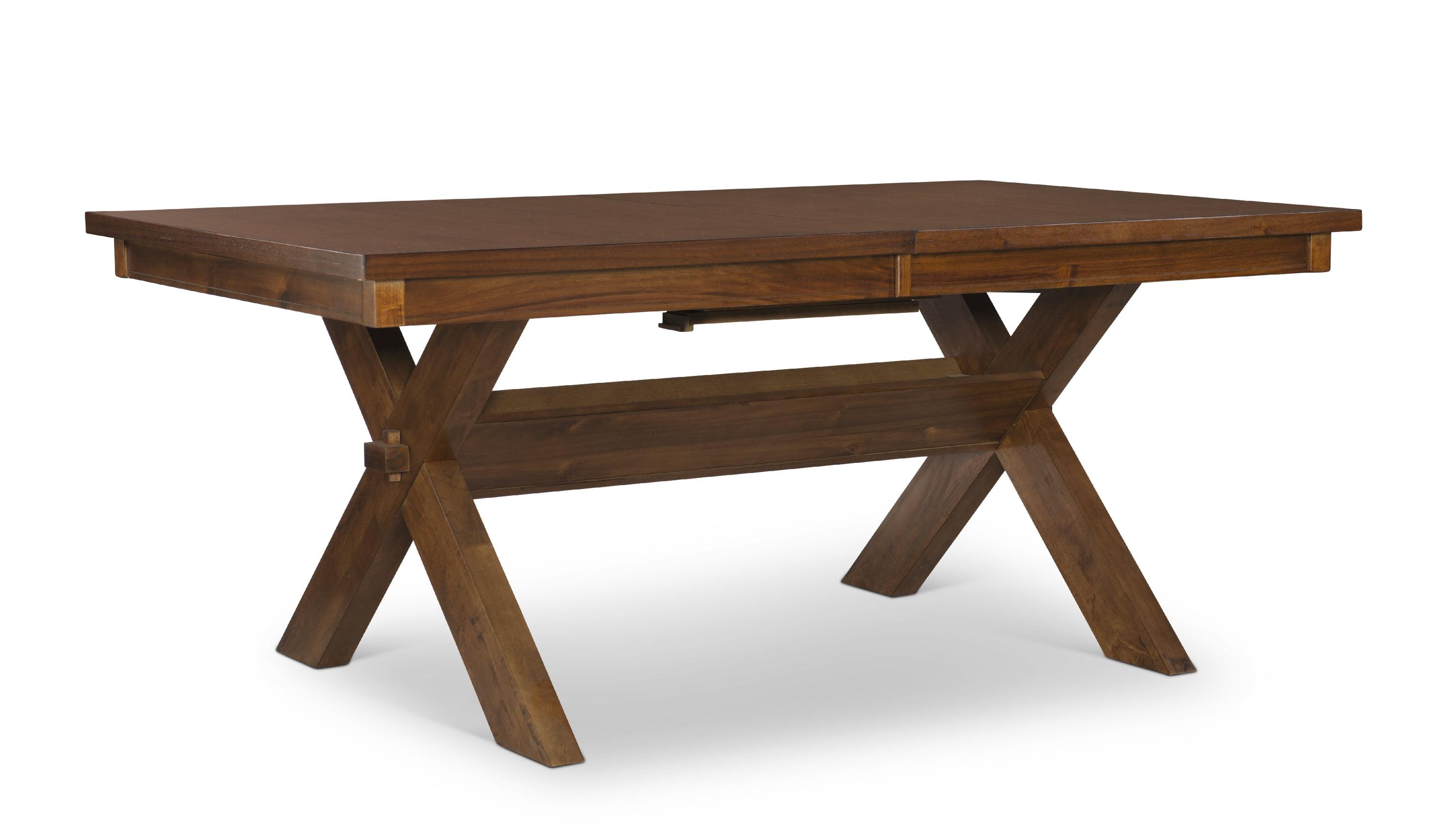 Dark Hazelnut Extendable Wood Dining Table with Cross Legs