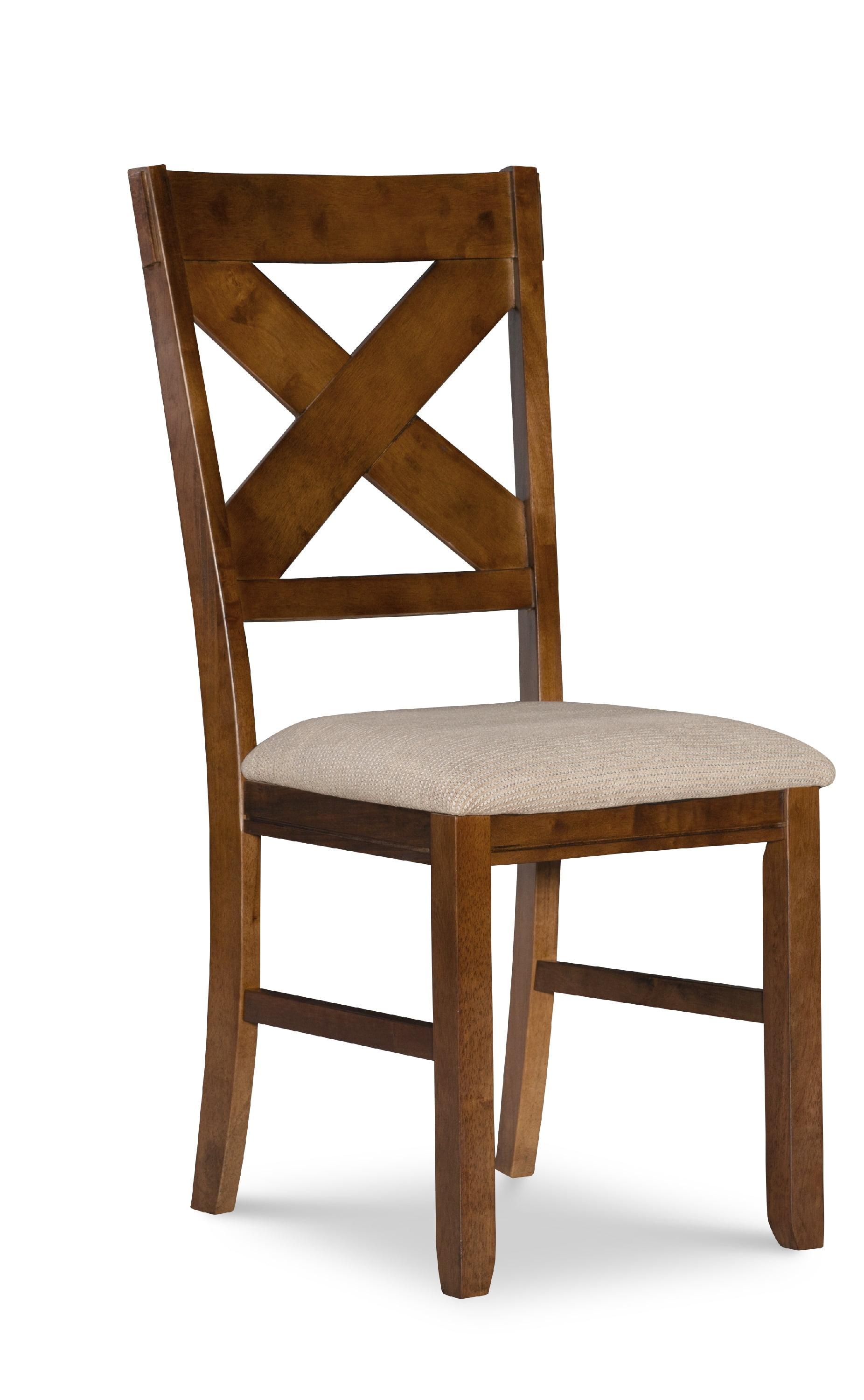 Tan Upholstered X-Back Wood Dining Side Chair Set