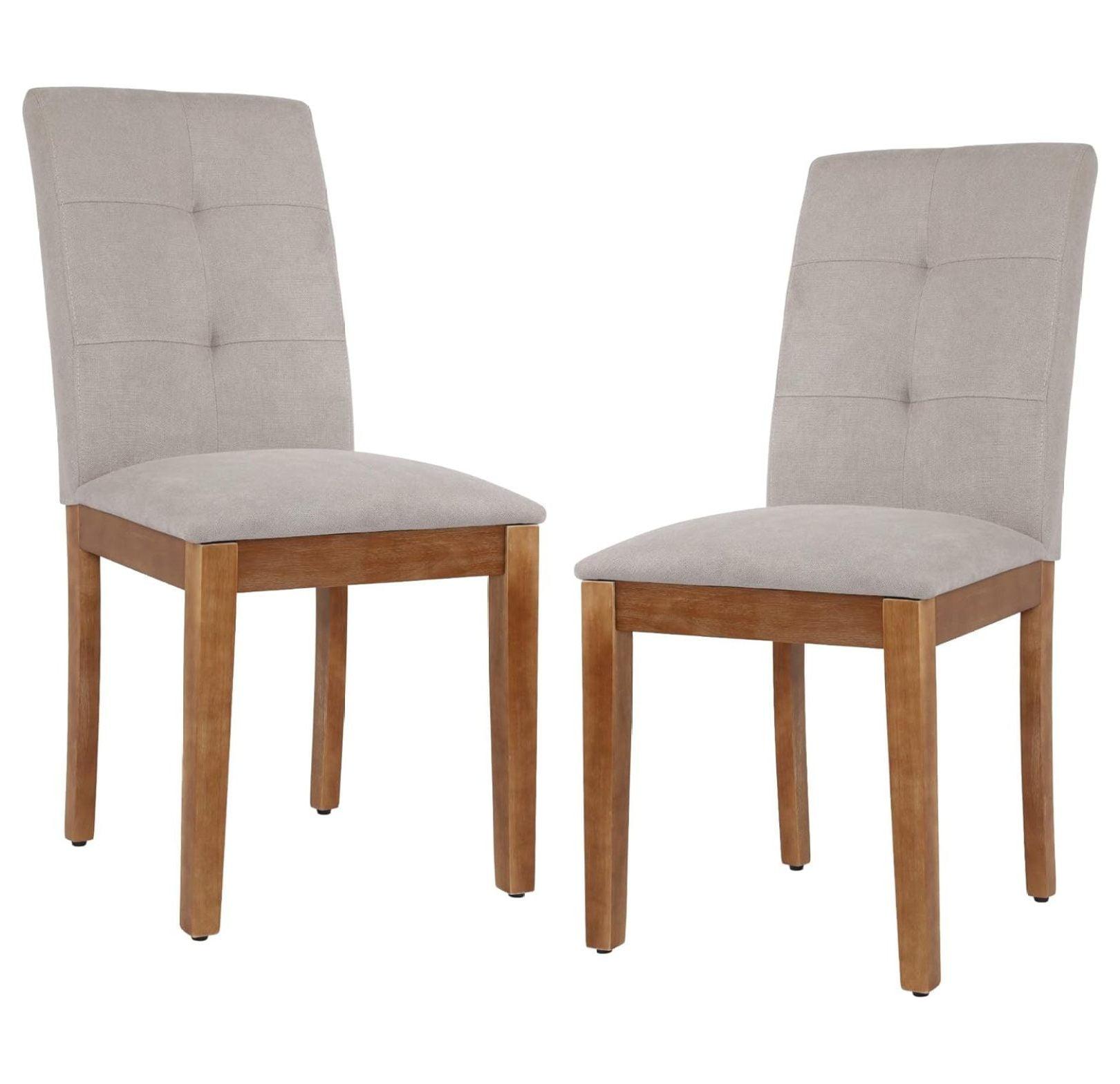 Grey Upholstered Parsons Side Chair with Wood Legs, Set of 2