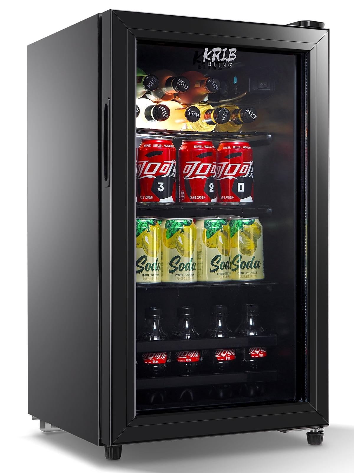 Krib Bling Beverage Refrigerator and Cooler, 120 Cans Mini Fridge for Soda, Beer, Wine, Small Drink Dispenser Machine for Home, Dorm, Office with Adjustable Wire Shelving