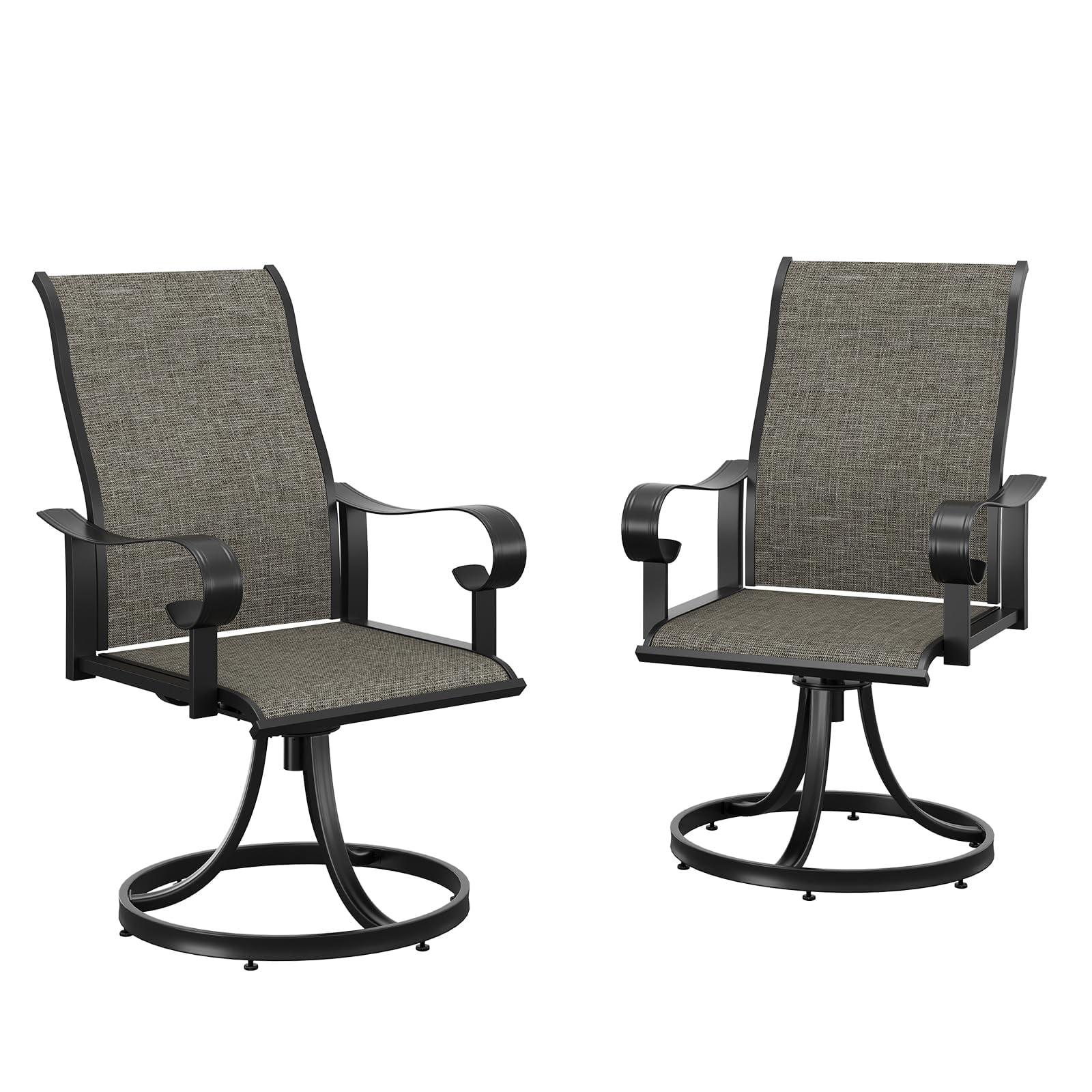 Patio Dining Chairs Set of 2, Swivel Outdoor Dining Chairs, All Weather Outdoor Sling Furniture Chairs for Deck, Bistro, Garden and Lawn, Gray