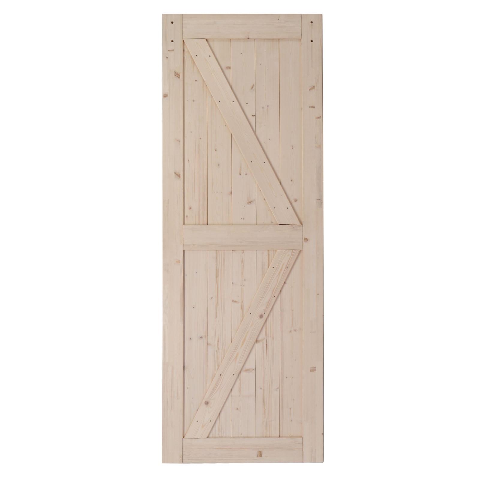 Hassch 30"x84" Unfinished Sliding Barn Door, K Frame, Natural Solid Spruce Wood, Requires Simple DIY Assembly