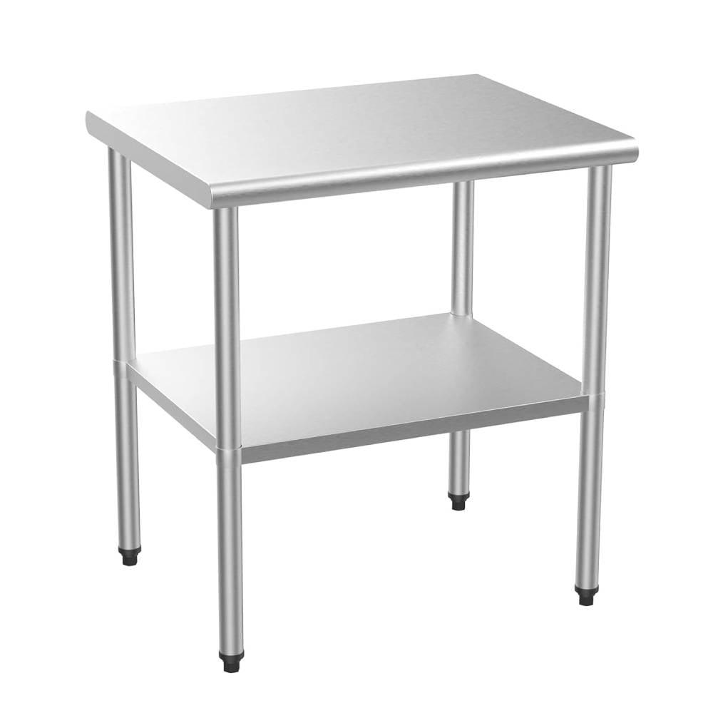 ROVSUN 30'' x 24'' Stainless Steel Table for Prep & Work, Metal Table with Undershelf for Kitchen Restaurant, Home