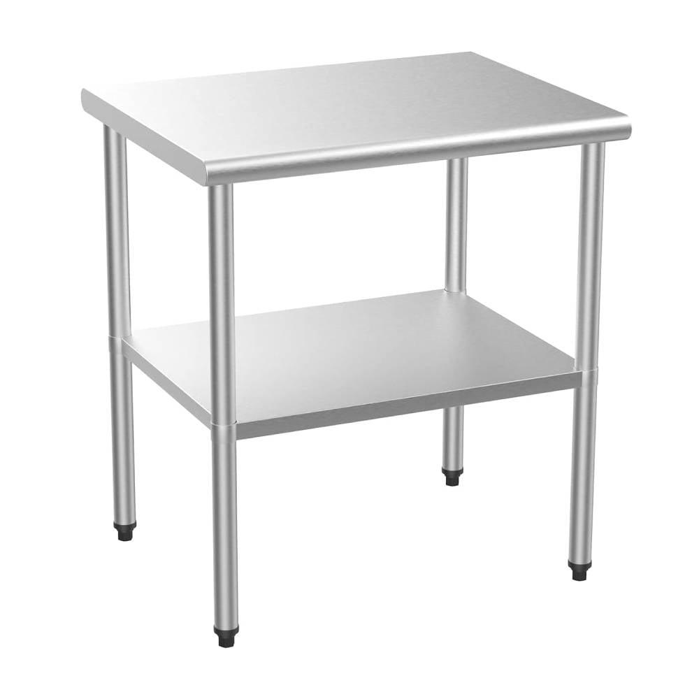 ROVSUN 30'' x 24'' Stainless Steel Table for Prep & Work, Metal Table with Undershelf for Kitchen Restaurant, Home