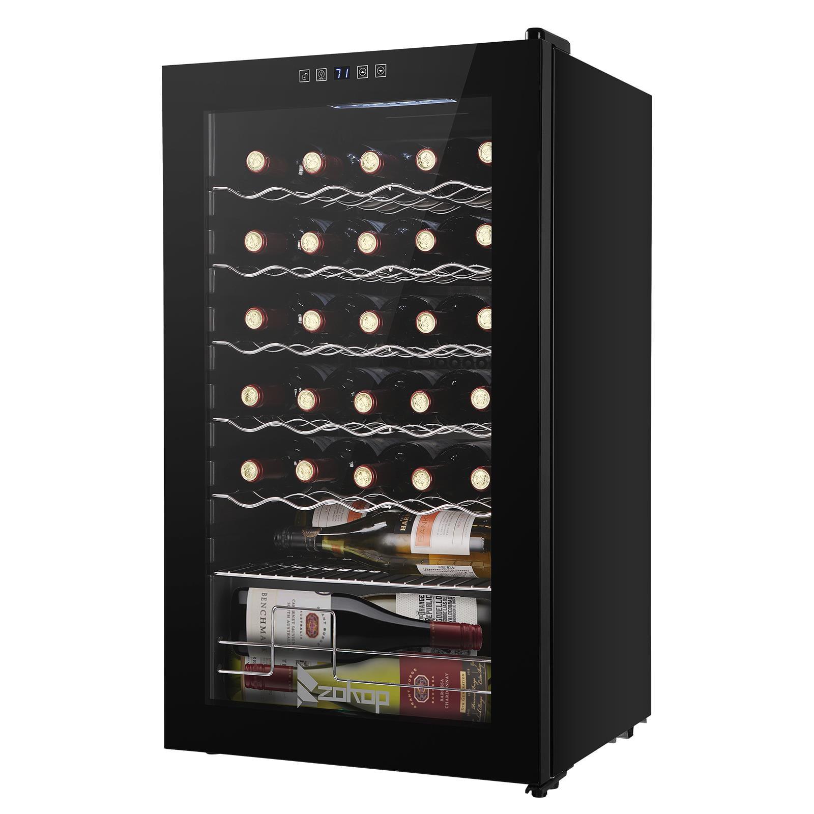 34 Bottle Black Thermoelectric Wine Cooler with Interior Lighting